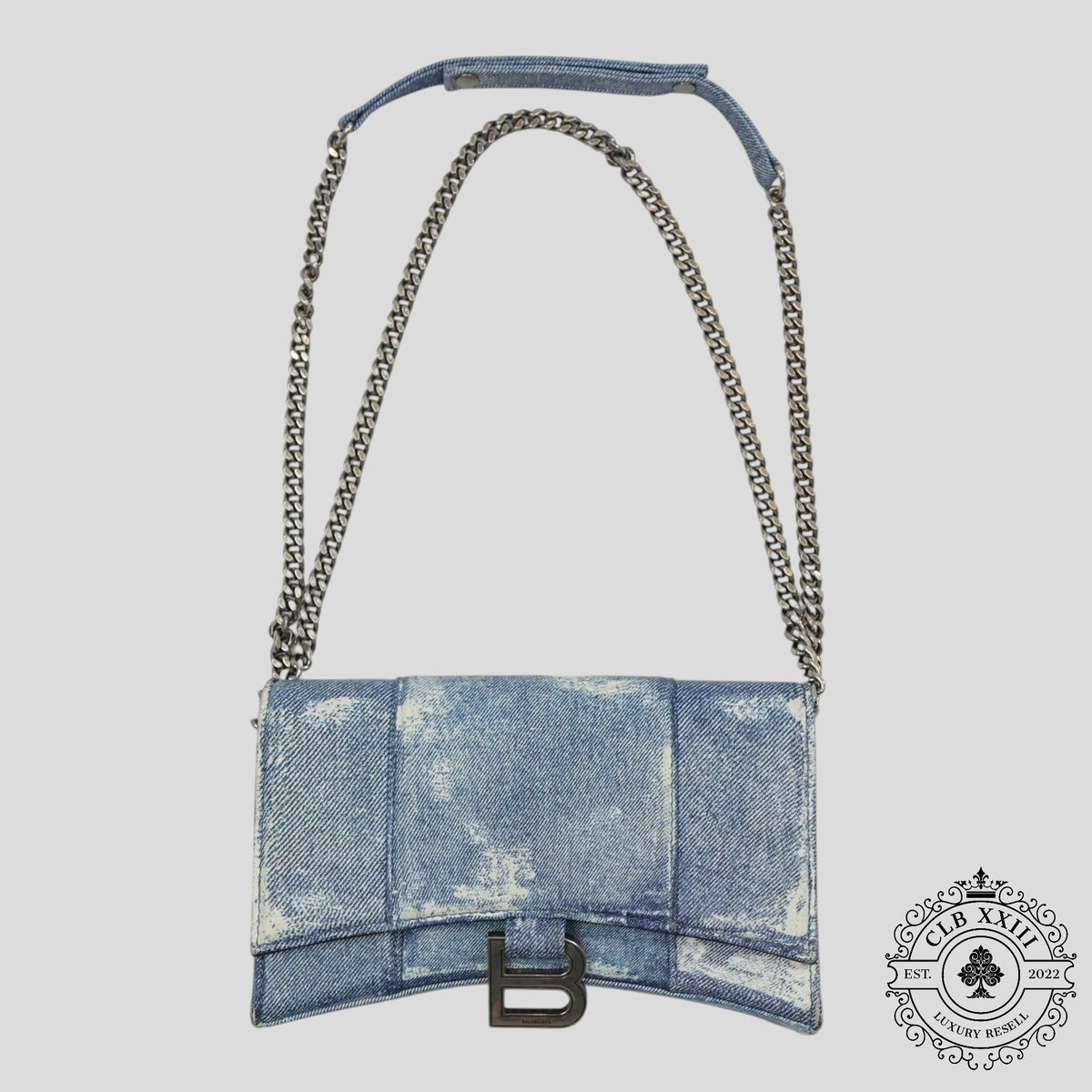 Balenciaga Hourglass Denim Chainlink Bag