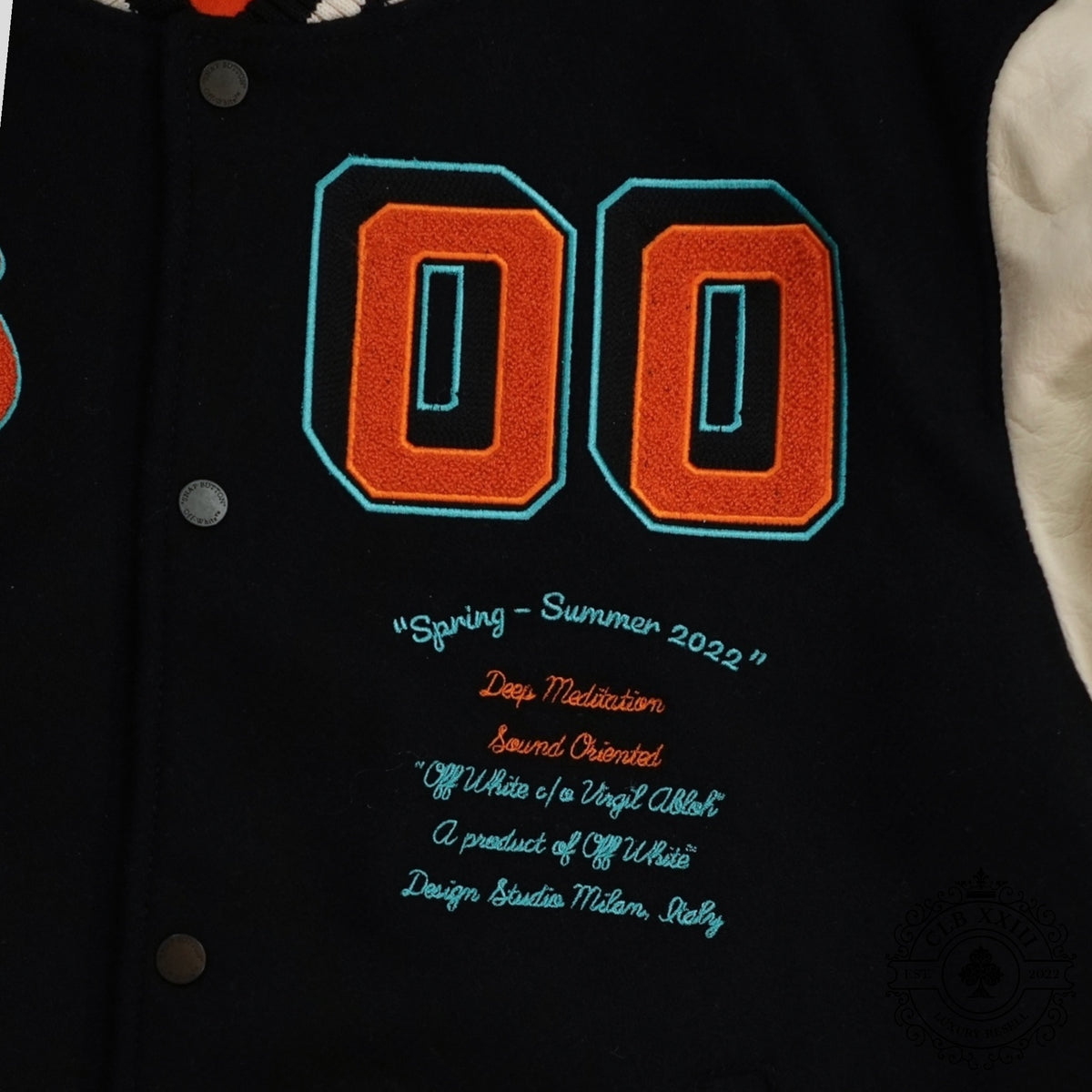 Off White Alien SS22 Varsity Jacket in Black/Orange