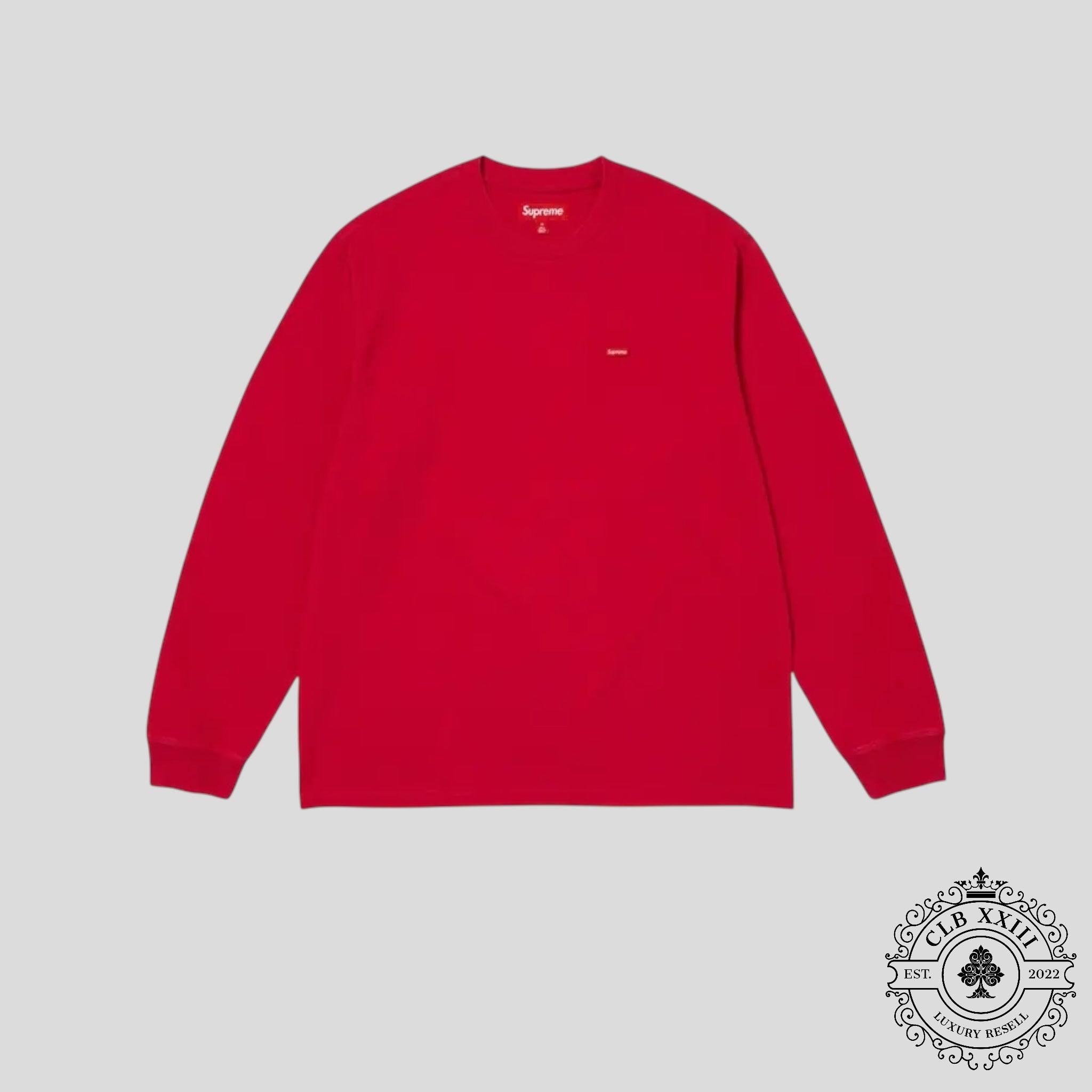 Supreme Small Box L/S Tee in Dark Red