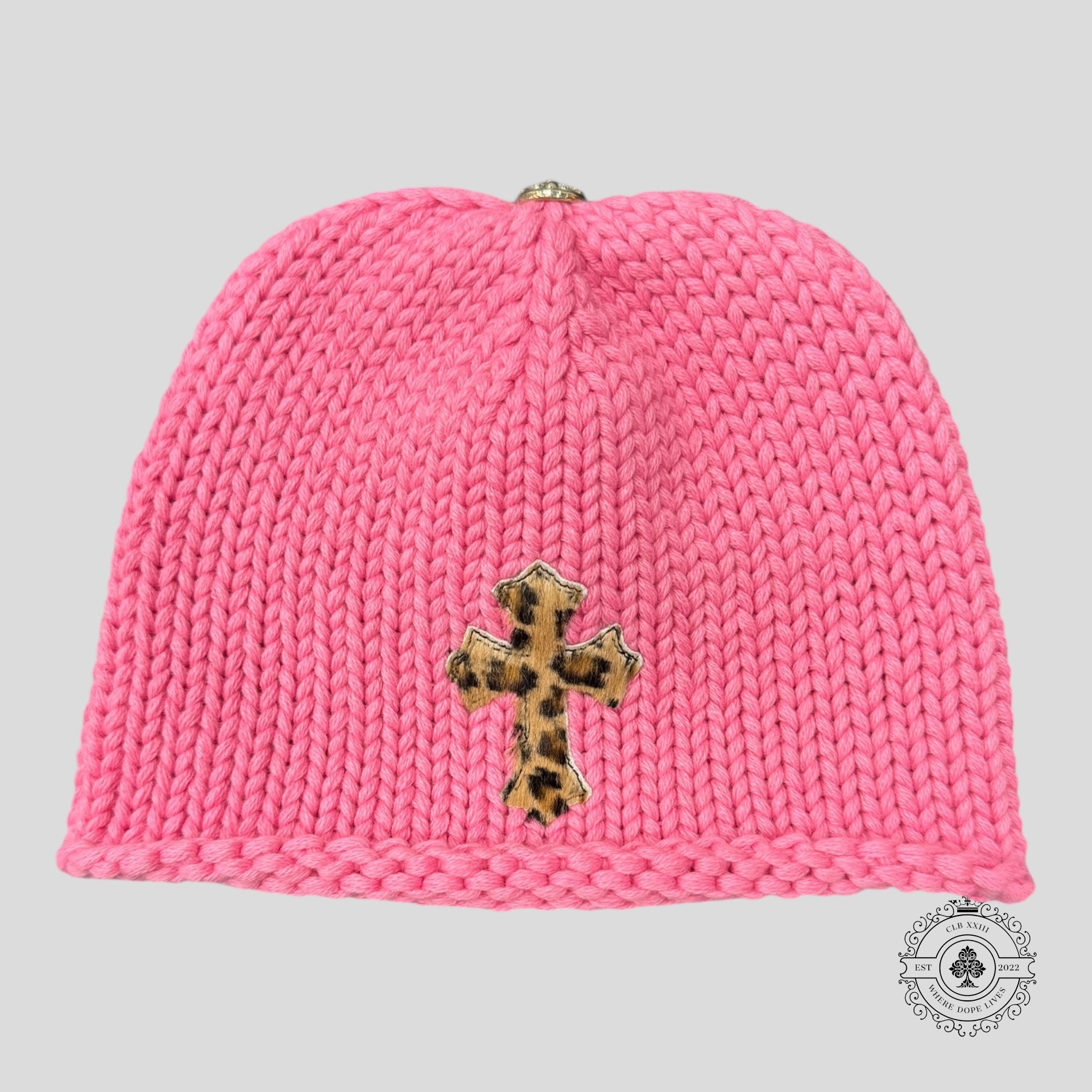 Chrome Hearts Children's Leopard Cross Patch Beanie