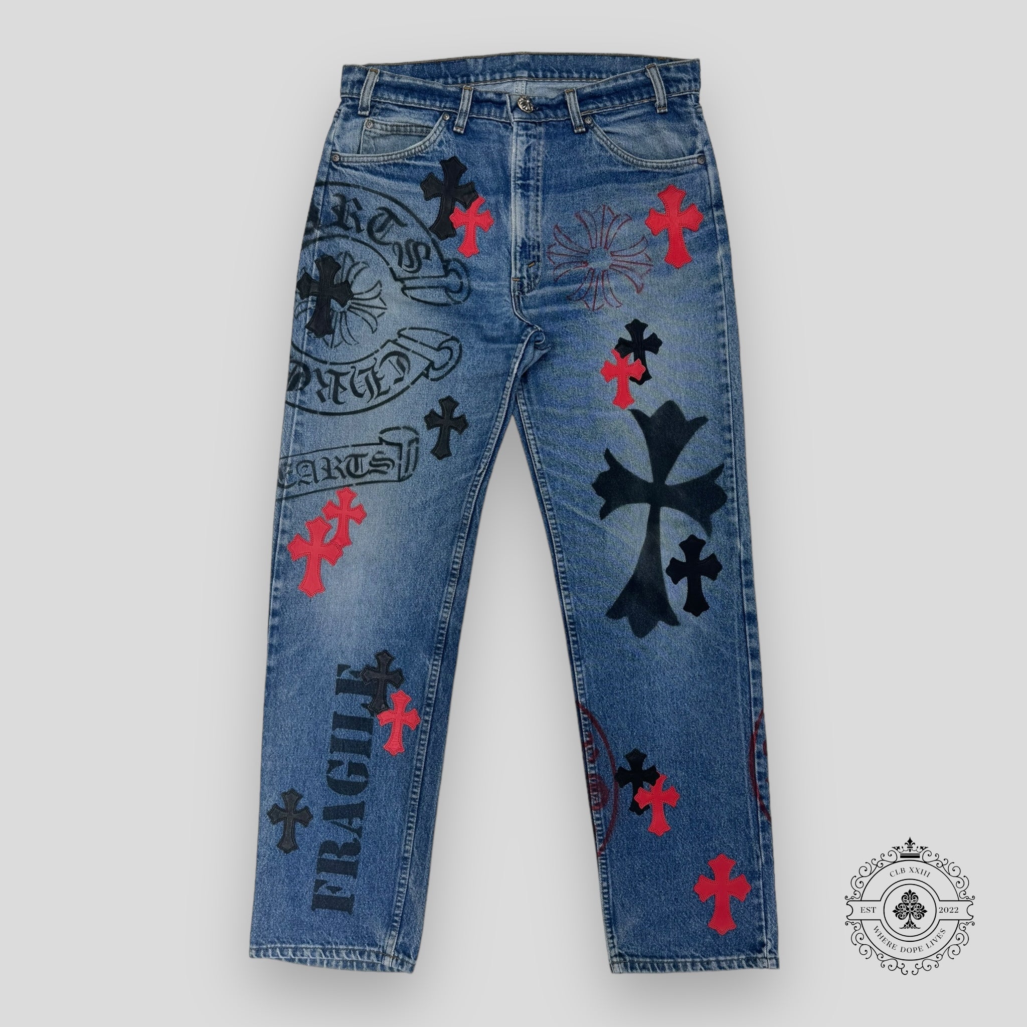 Chrome Hearts Stencil Jeans Red / Black