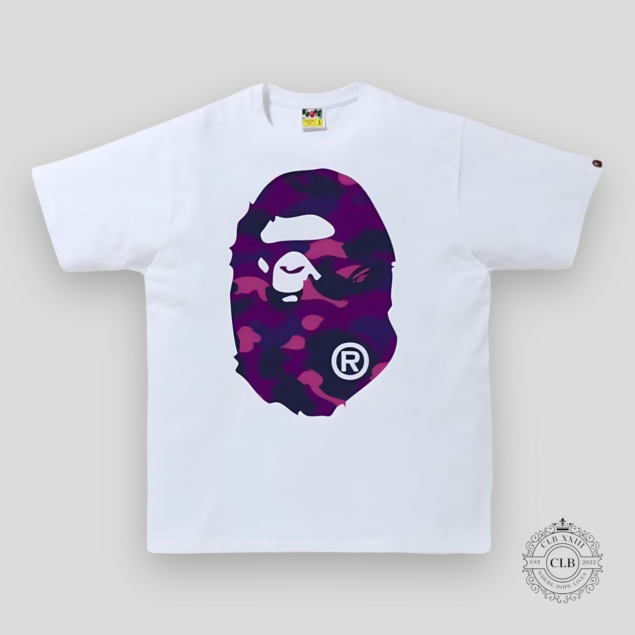 BAPE Color Camo Big Ape Head T-Shirt (SS20) in White/Purple