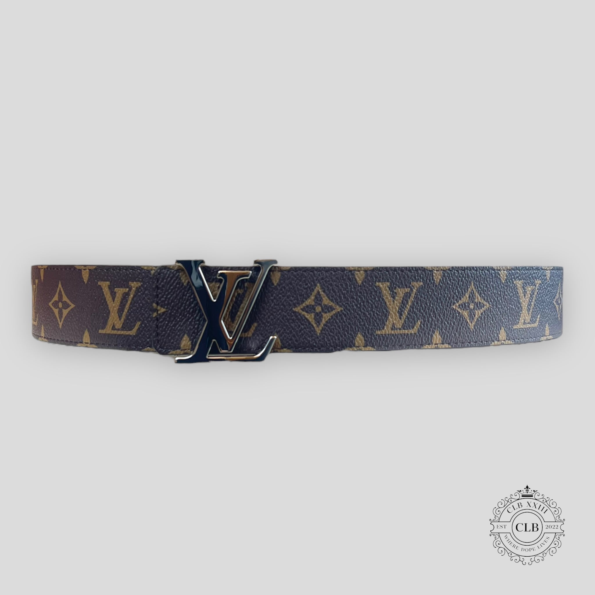 LOUIS VUITTON LV INITIALS 40MM REVERSIBLE BELT - BLUE / BROWN