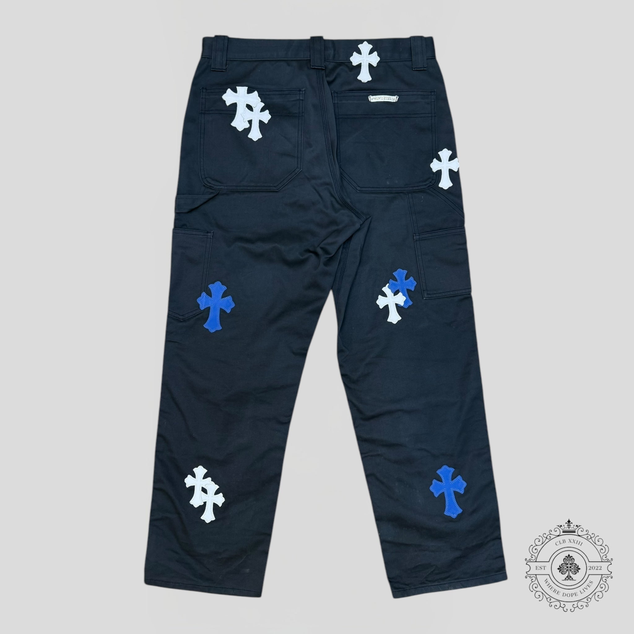 Chrome Hearts Cross Patch Carpenter Pants in Navy