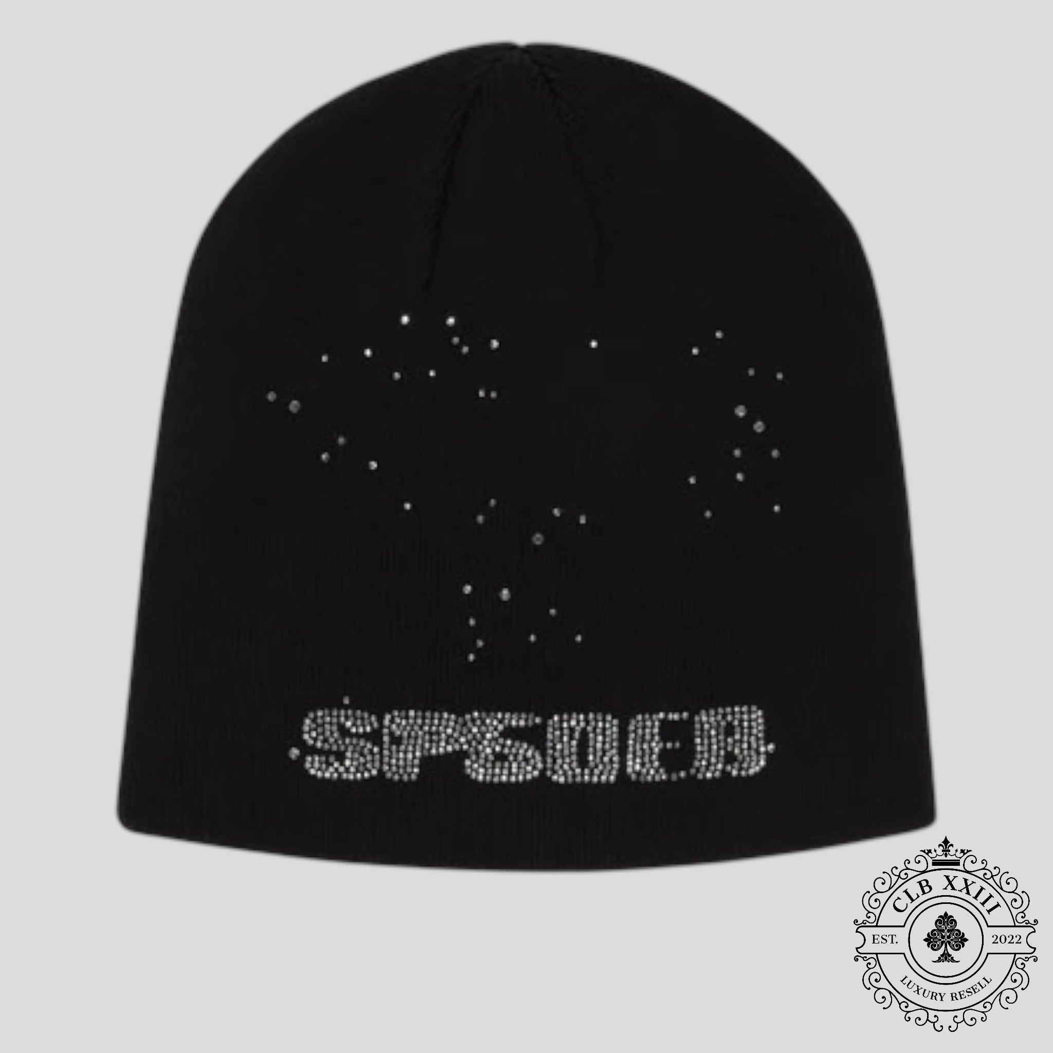 Sp5der Rhinestone Silk Skully in Black