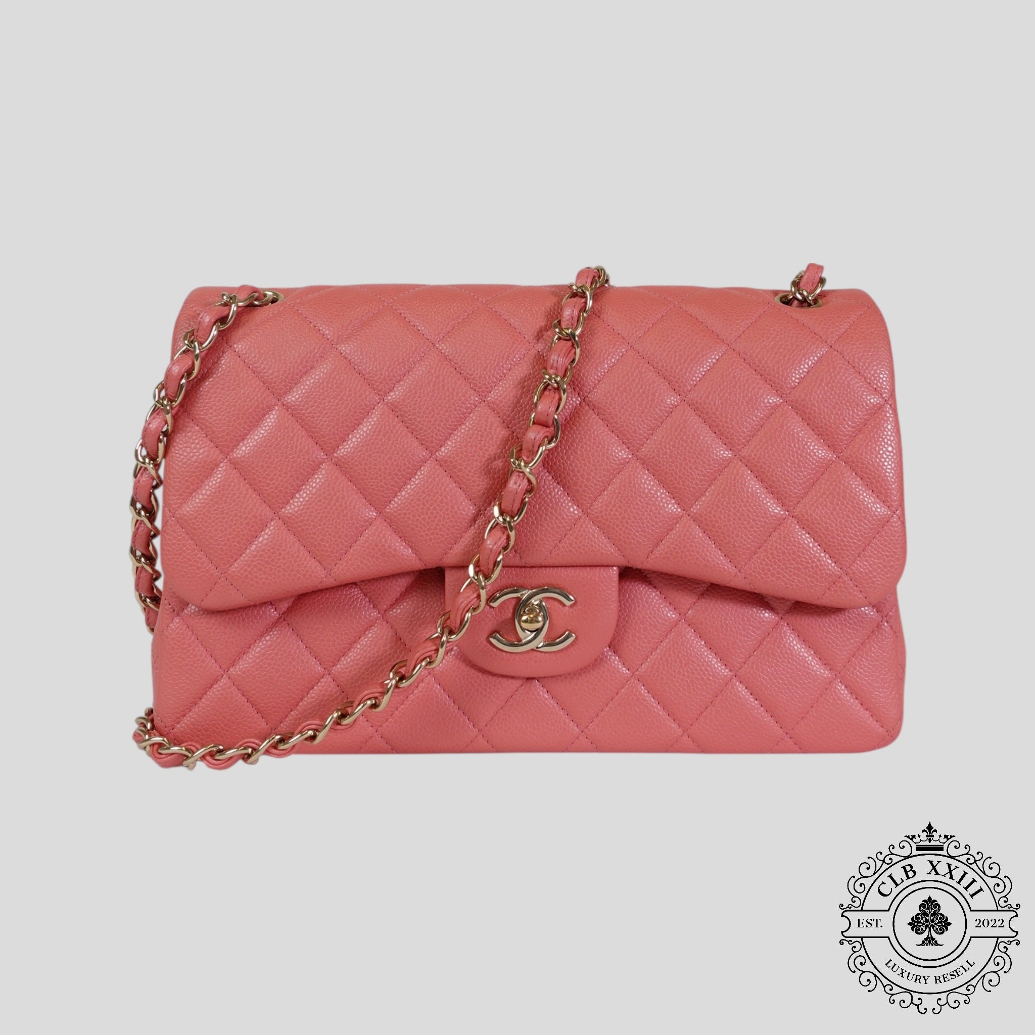 Chanel Caviar Leather Jumbo Quilted Flap Bag in Pink
