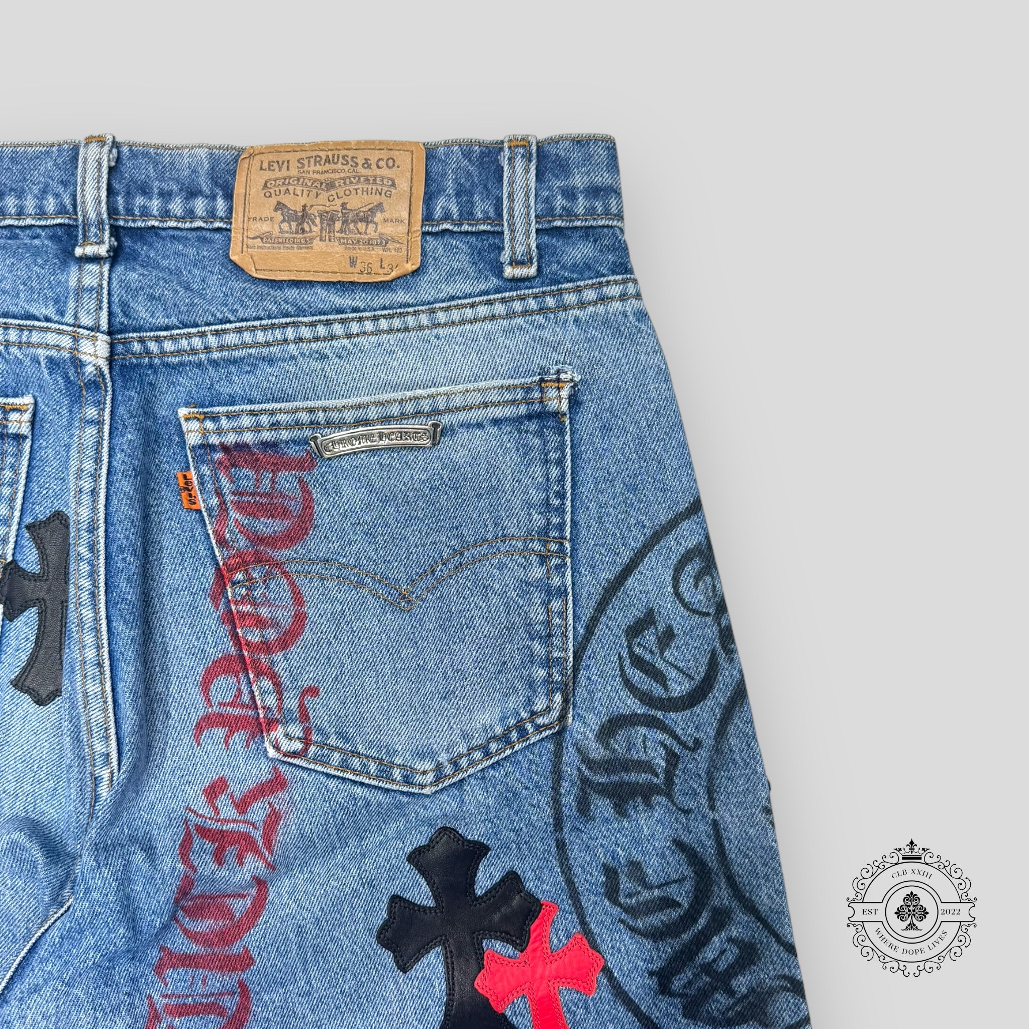Chrome Hearts Stencil Jeans Red / Black