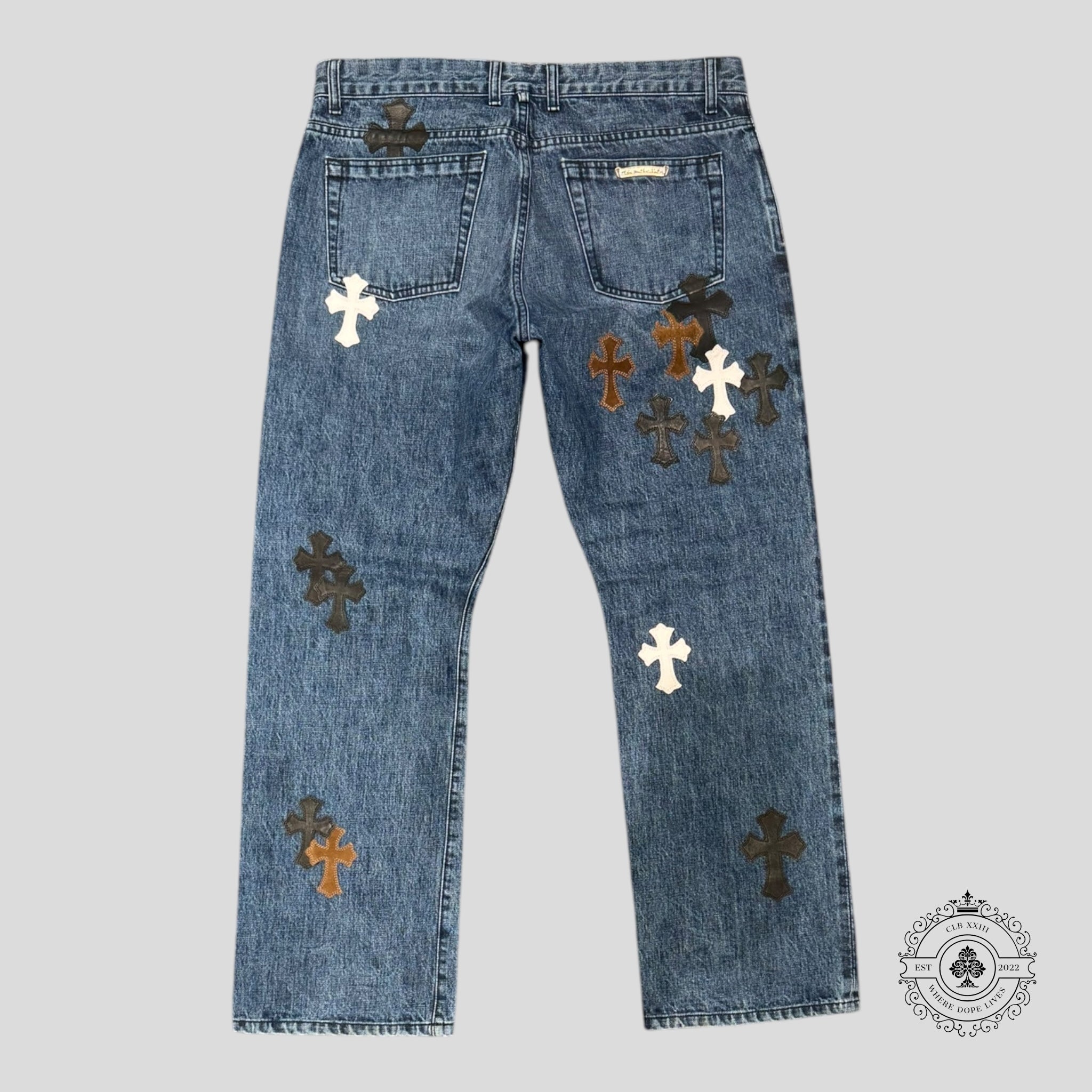 Chrome Hearts Indigo Denim Cross Patch Jeans