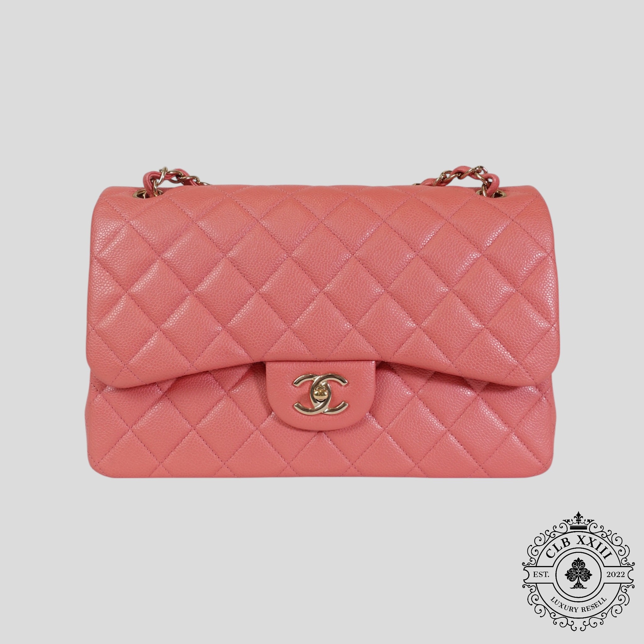 Chanel Caviar Leather Jumbo Quilted Flap Bag in Pink