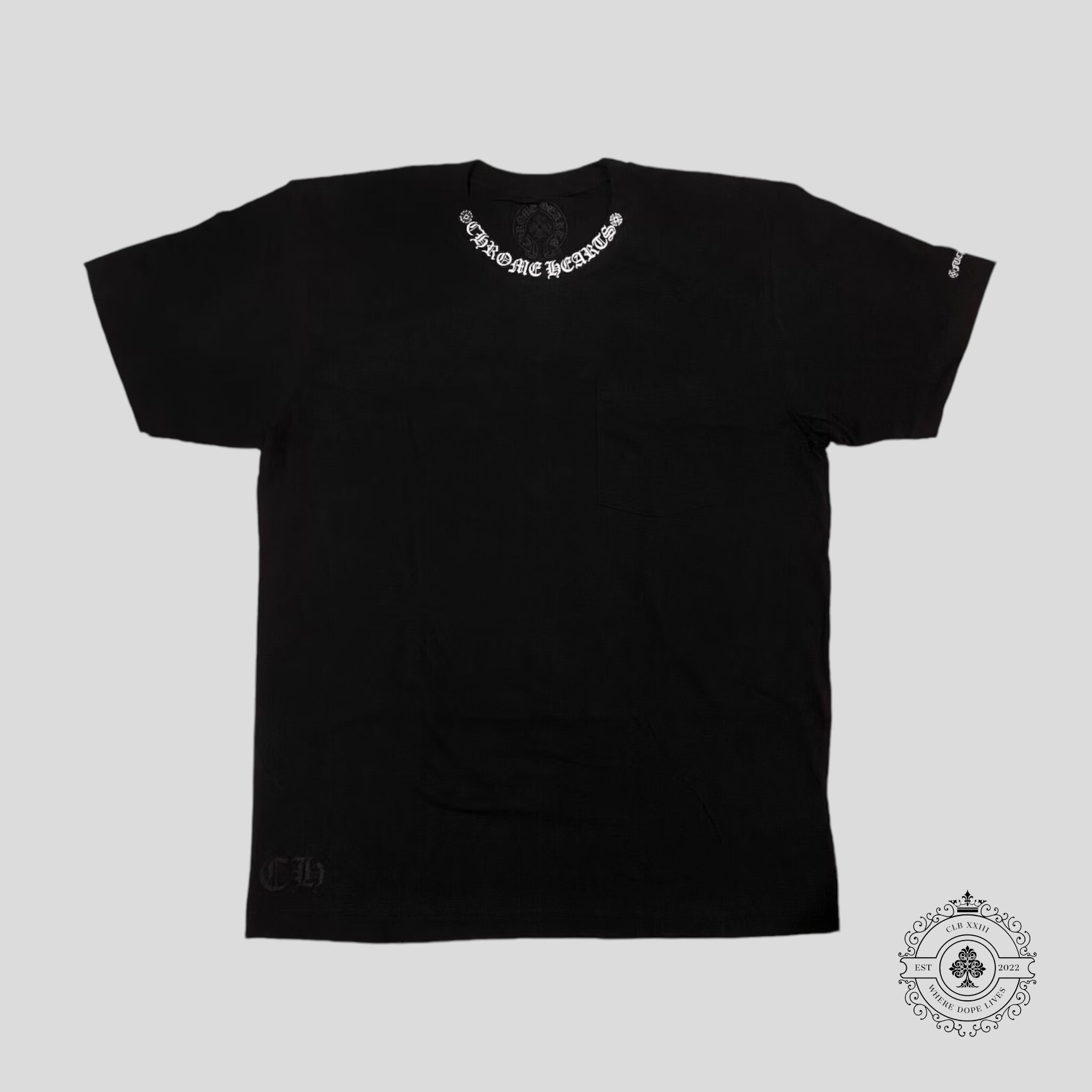 Chrome Hearts Neck Logo Shirt In Black/White