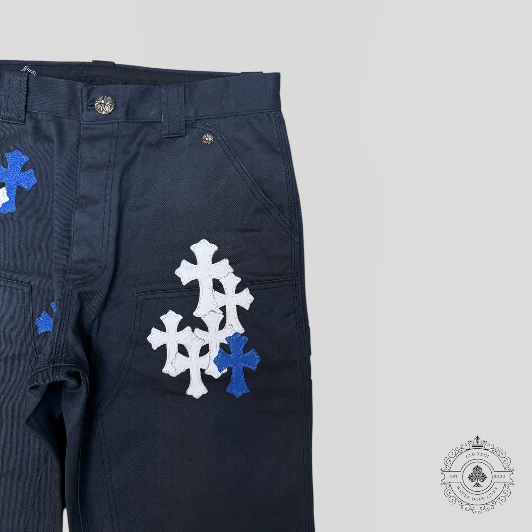 Chrome Hearts Cross Patch Carpenter Pants in Navy