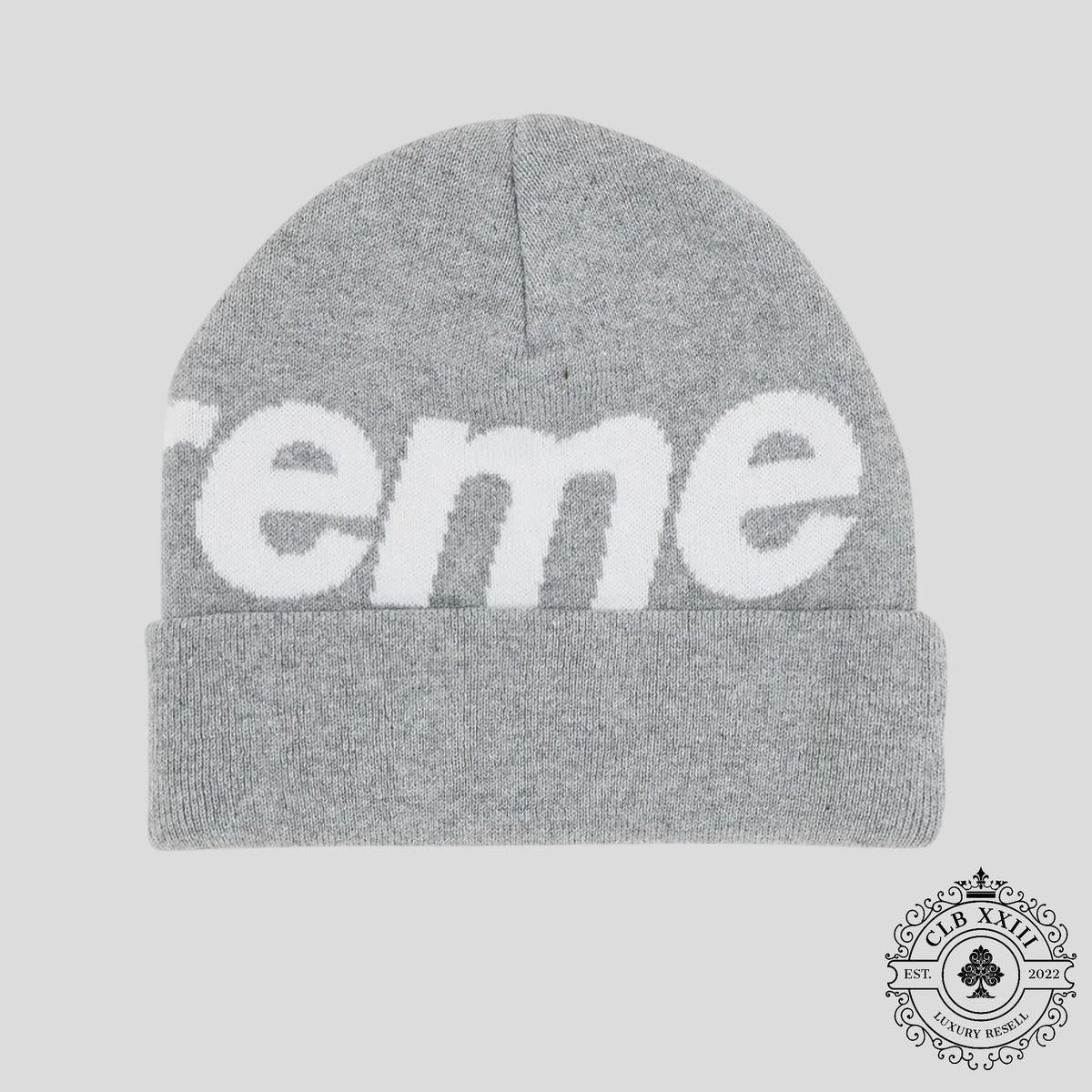 Supreme Big Logo Beanie (FW24) in Ash Grey