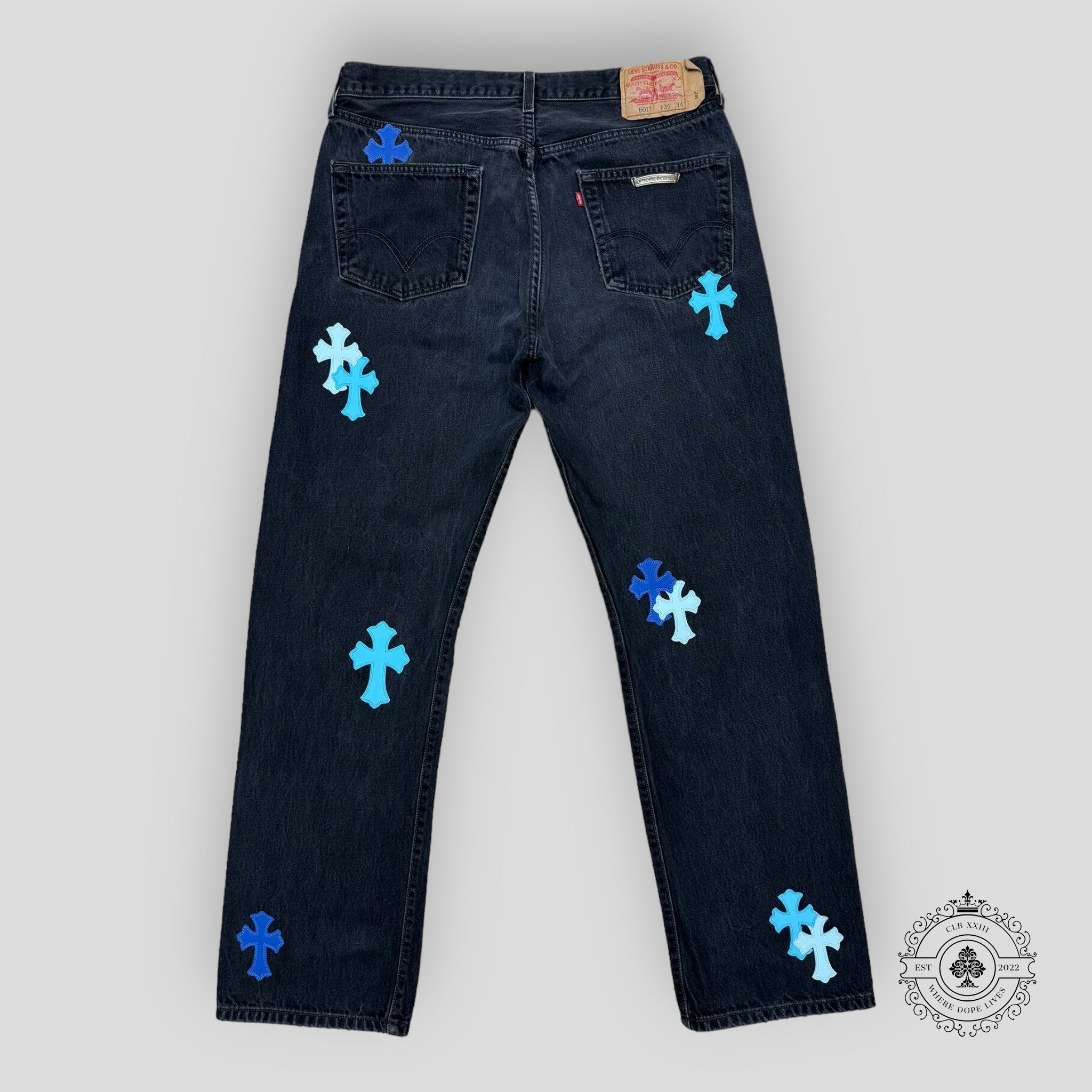 Chrome Hearts Blue Cross Patch Jeans