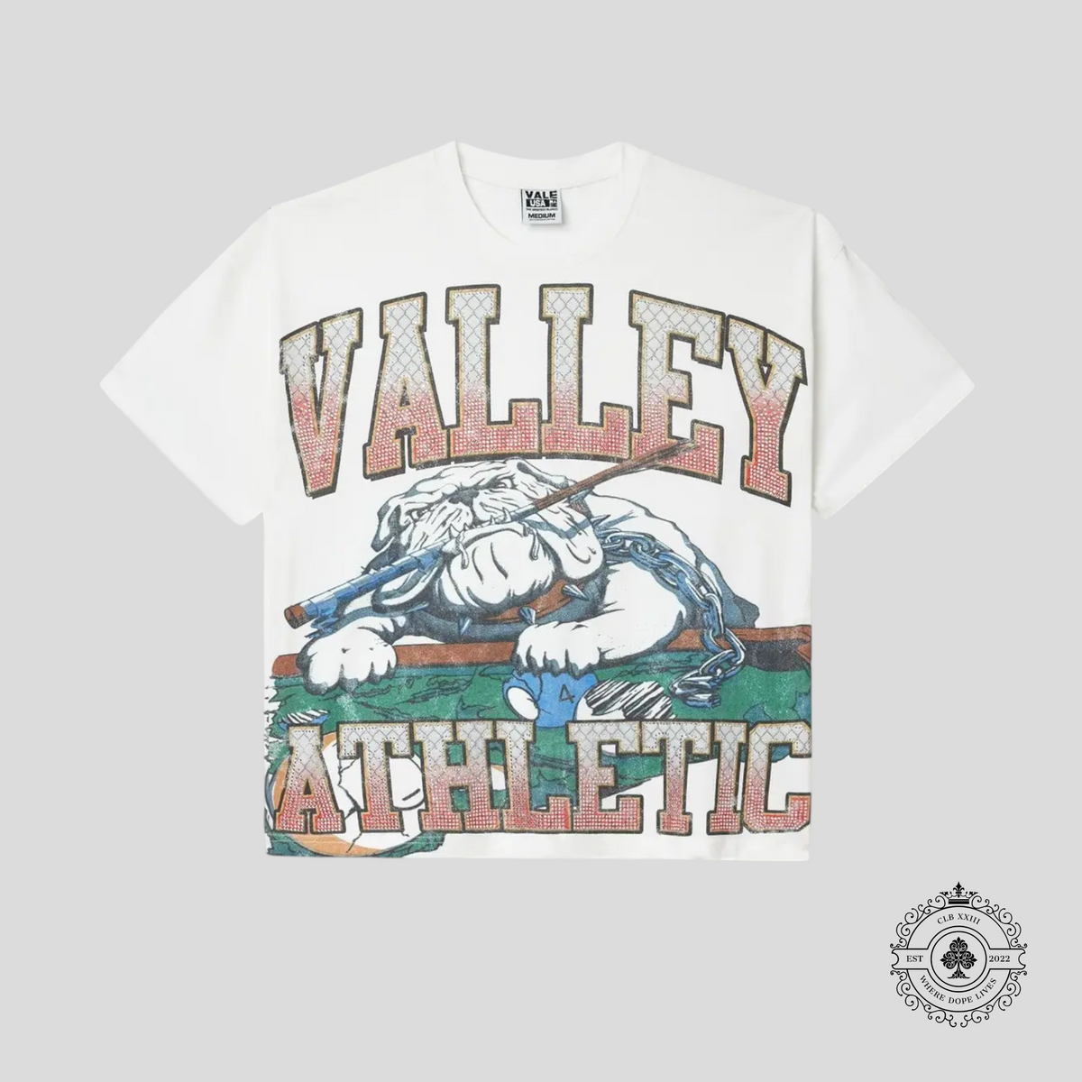Vale Bulldog Bling Tee in White