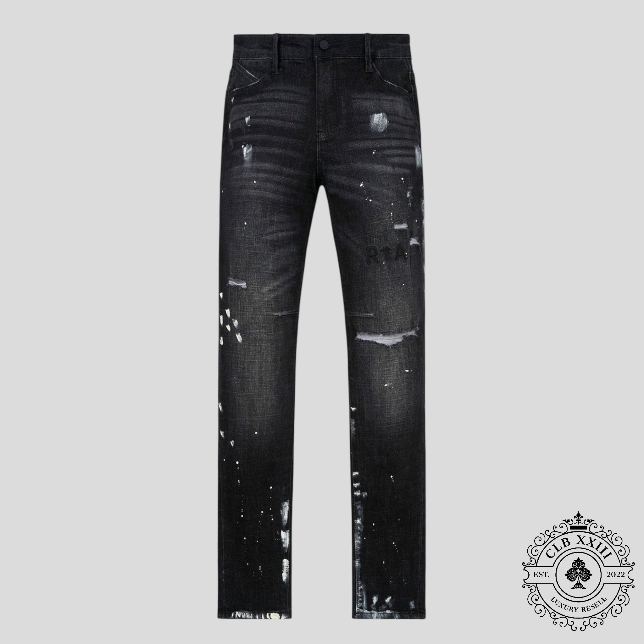 RTA Clayton Distressed Charcoal Paint Jeans in Black