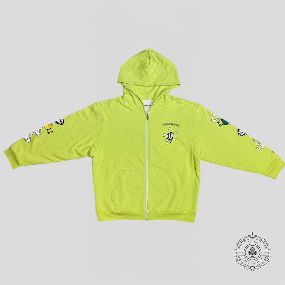 Chrome Hearts Matty Boy Link Zip Up Thermal Hoodie in Green