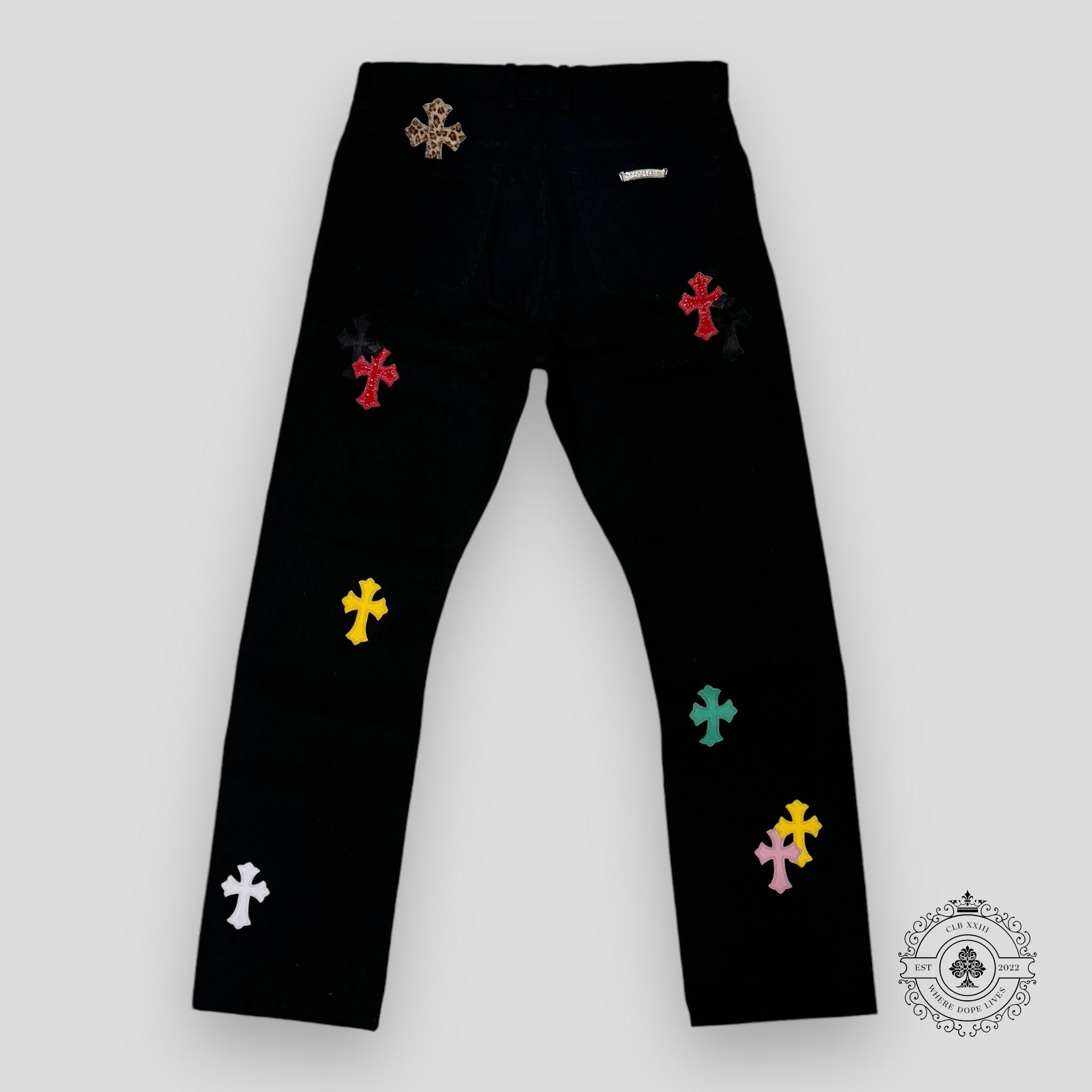 Chrome Hearts Cross Patch Raw Denim Jeans