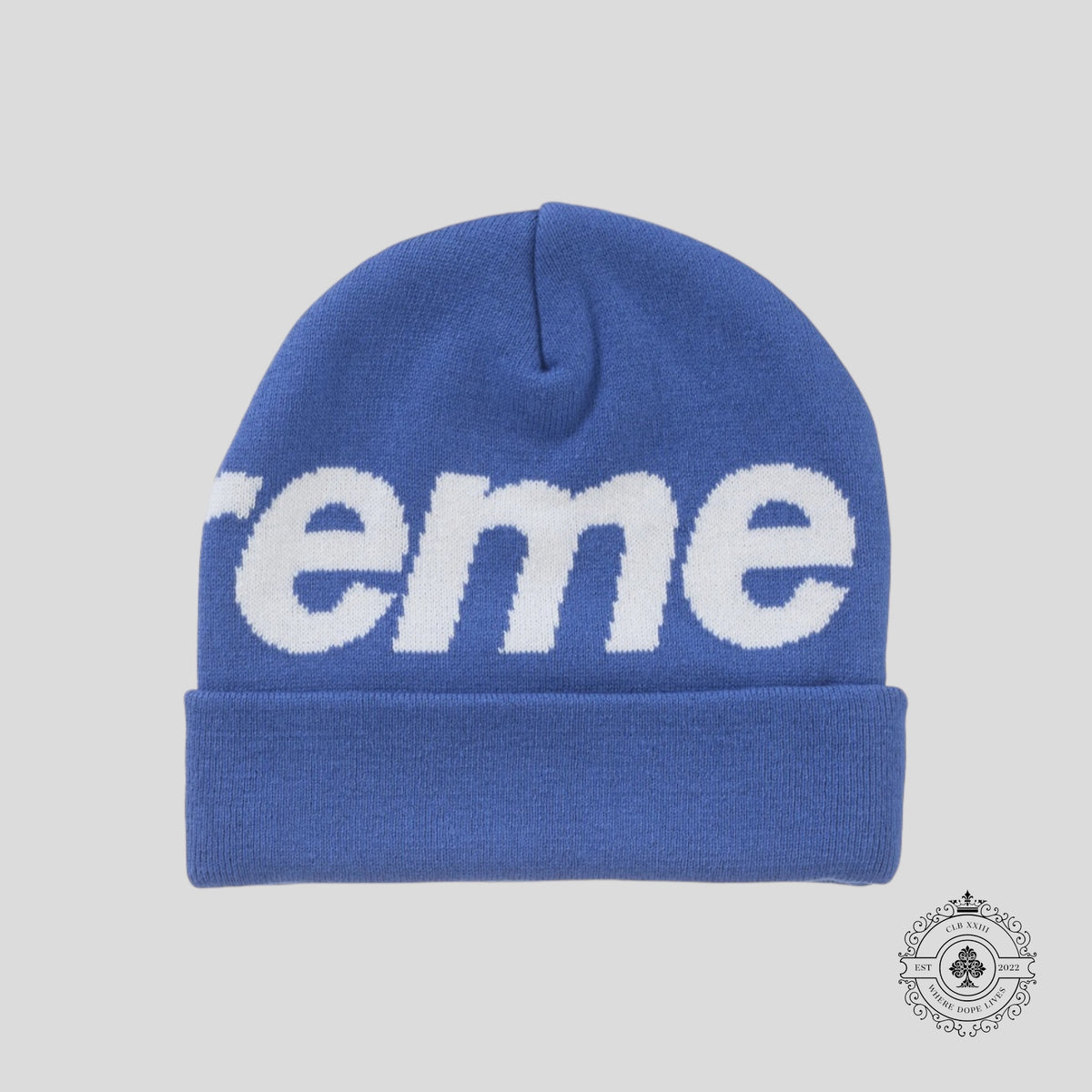 Supreme Big Logo Beanie (FW24) in Blue