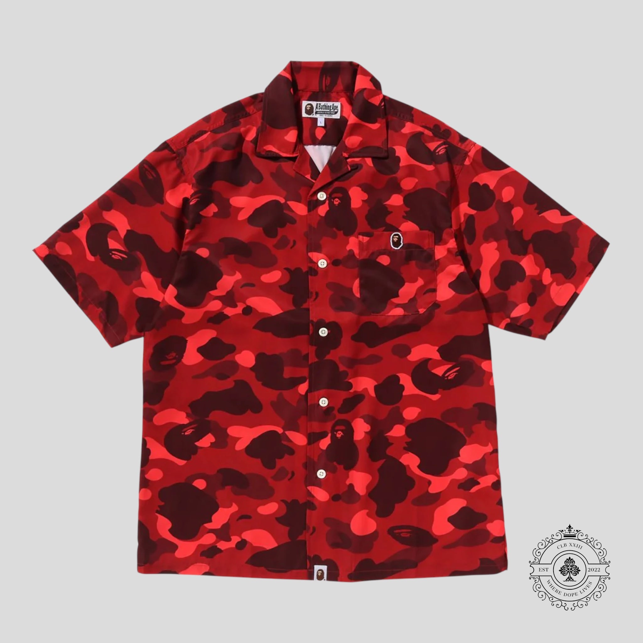 Bape Camo Button Up in Red