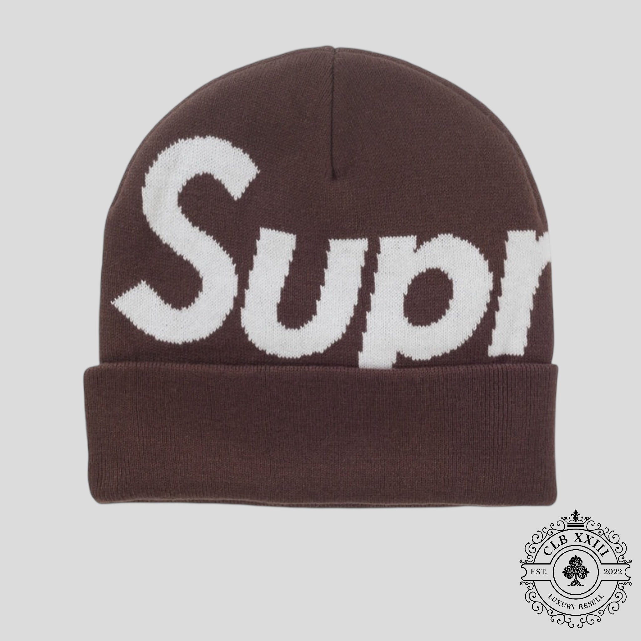 Supreme Big Logo Beanie (FW25) in Brown