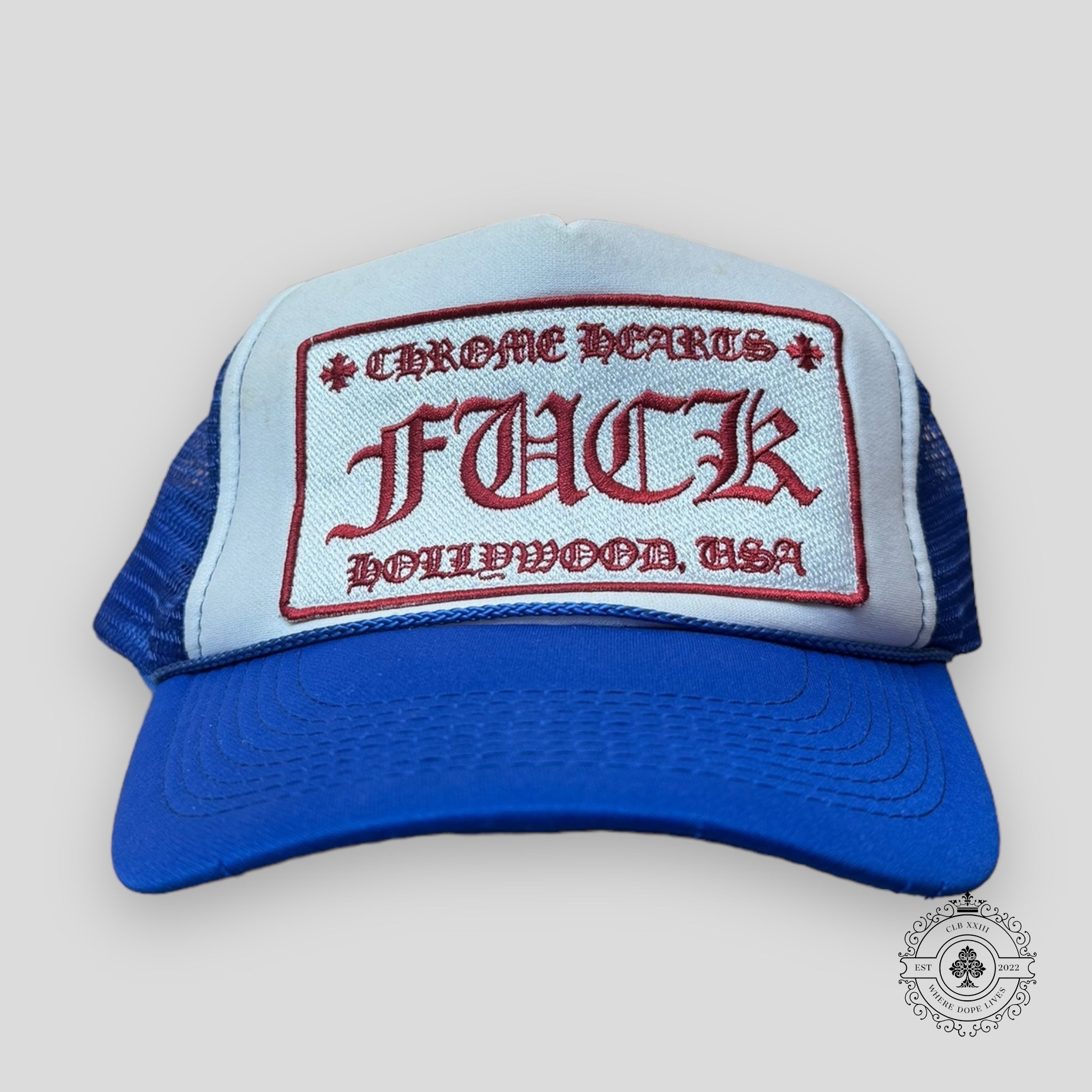 Chrome Hearts Fuck Hollywood Tucker Hat in Blue