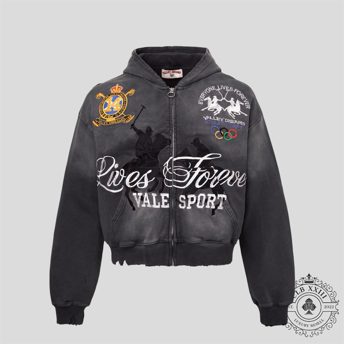 Vale Forever Black Rock Zip Up Hoodie in Black