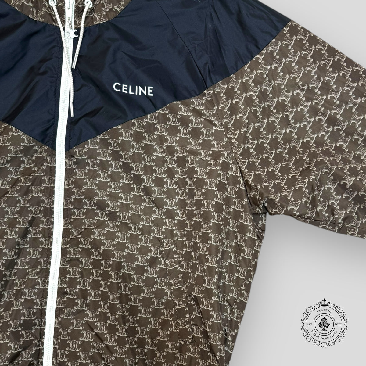 Celine Nylon Monogram Jacket in Beige / Black