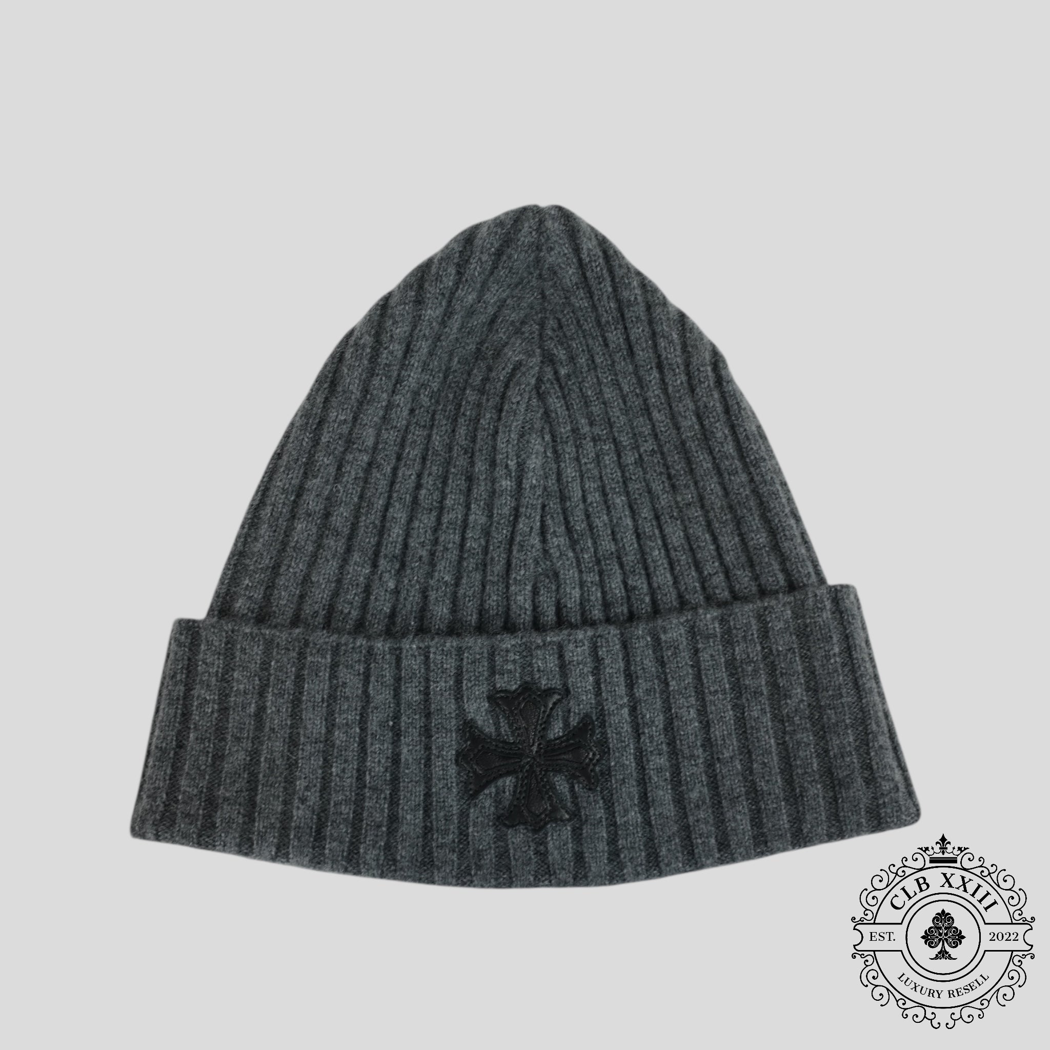 Chrome Hearts Plus Patch Cashmere Beanie in Grey