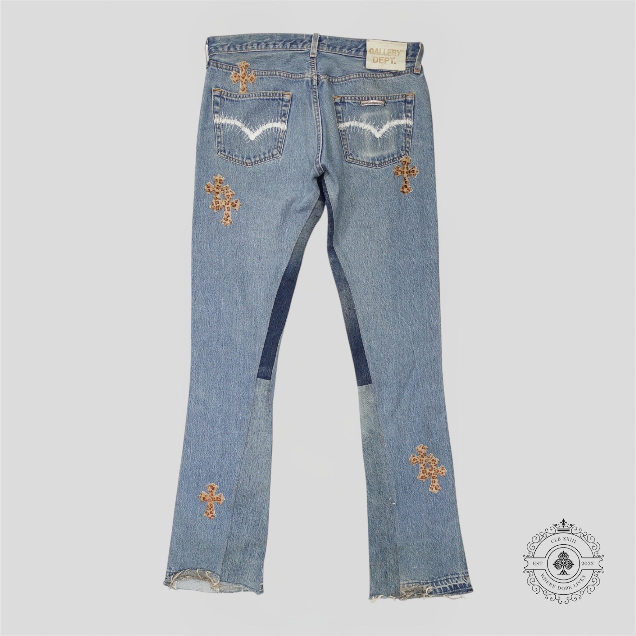 Chrome Hearts X Gallery Dept. Leopard Cross Patch Jeans