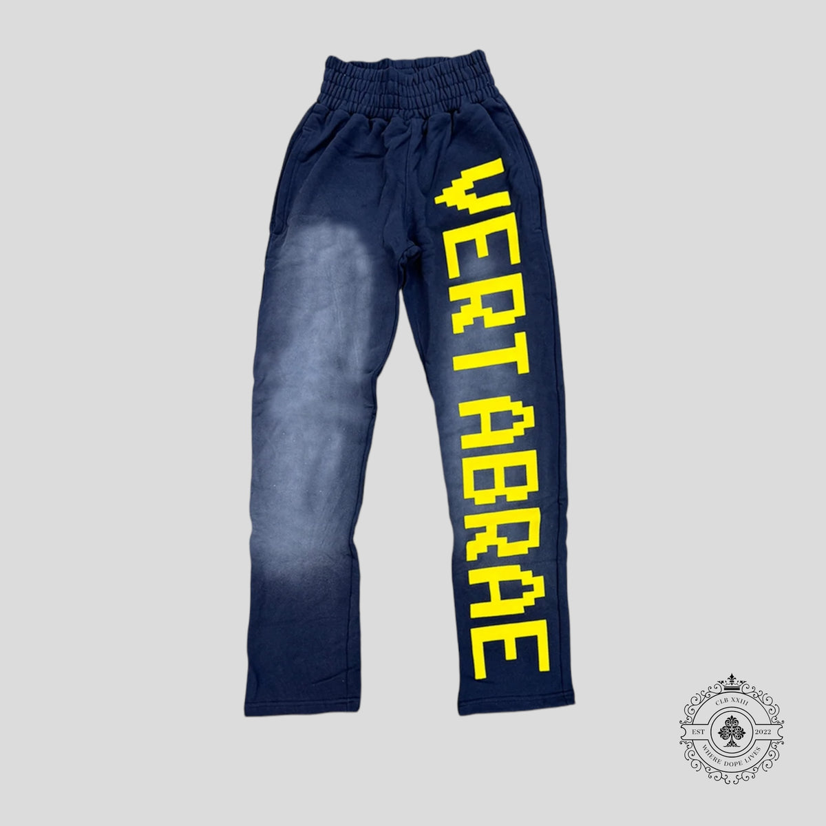 VERTABRAE Sweatpants Washed in Navy/Yellow