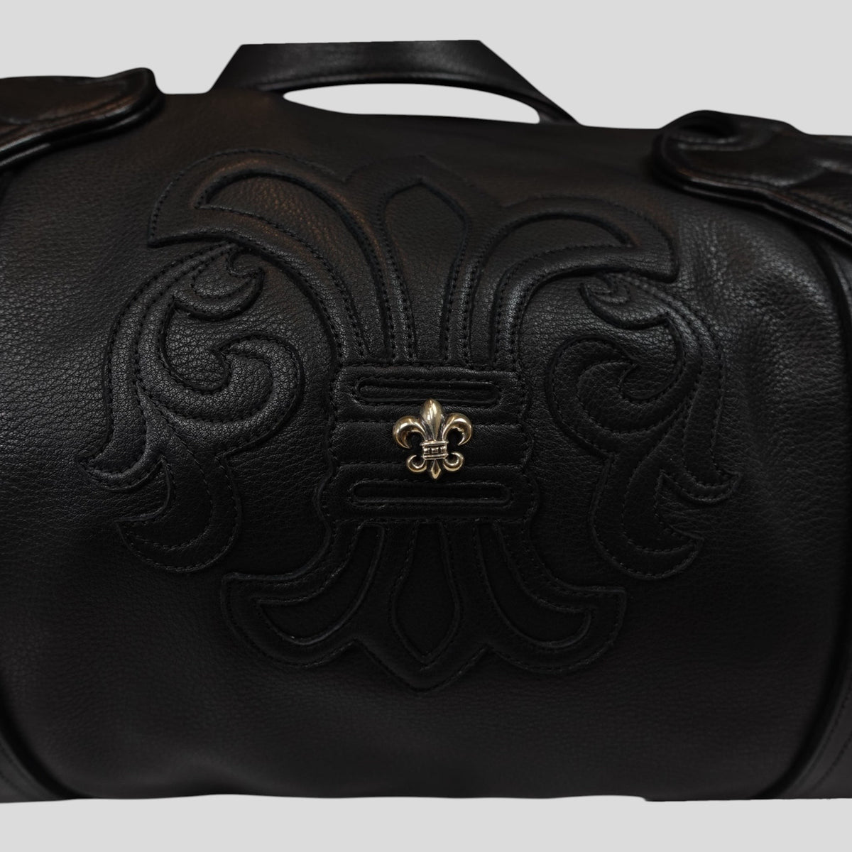 Chrome Hearts Fleur Patch Leather Duffle Bag in Black
