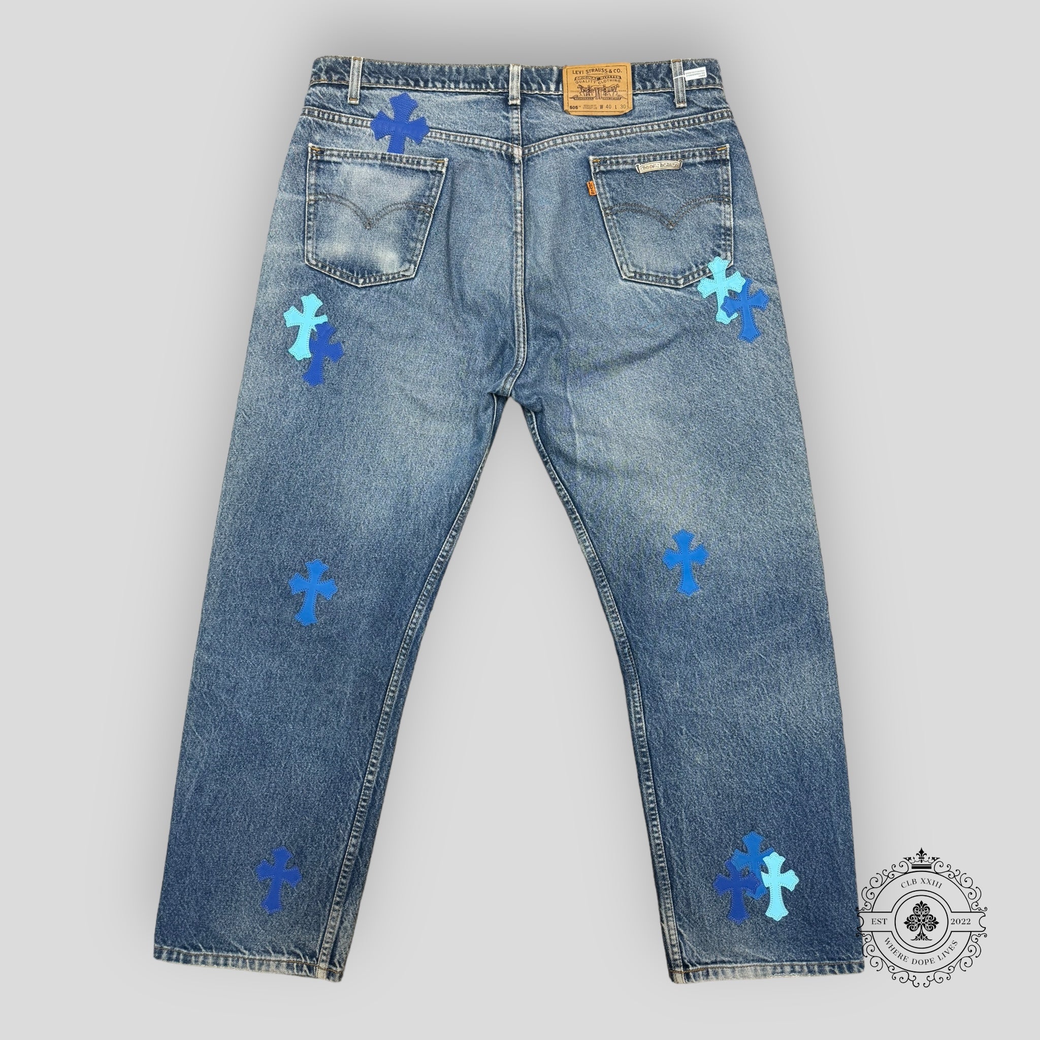 Chrome Hearts Blue Cross Patch Jeans