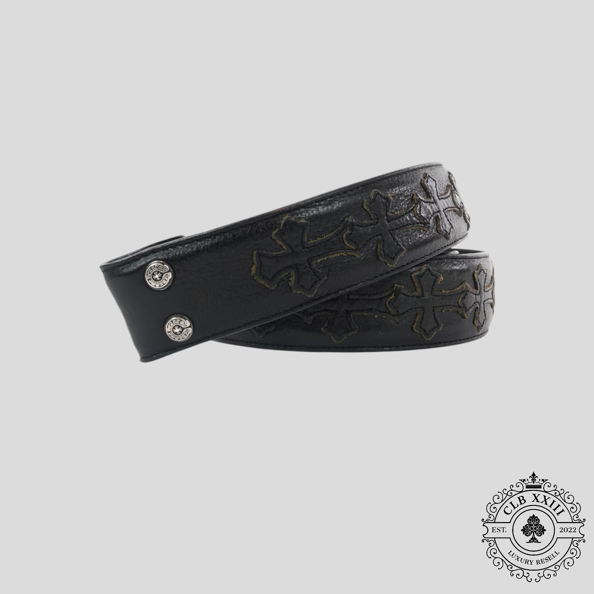 Chrome Hearts Leather Cross Patch Belt Strap