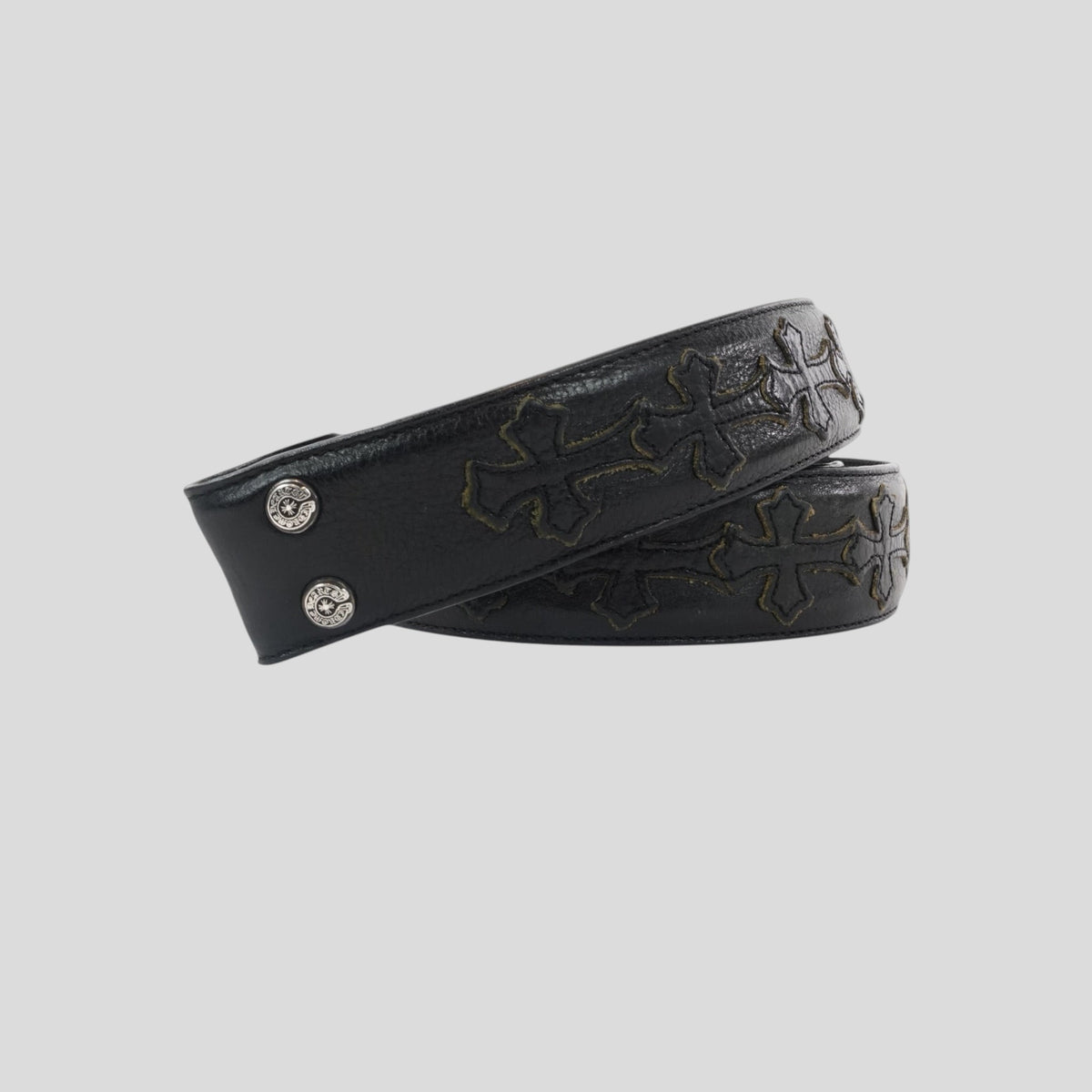 Chrome Hearts Leather Cross Patch Belt Strap