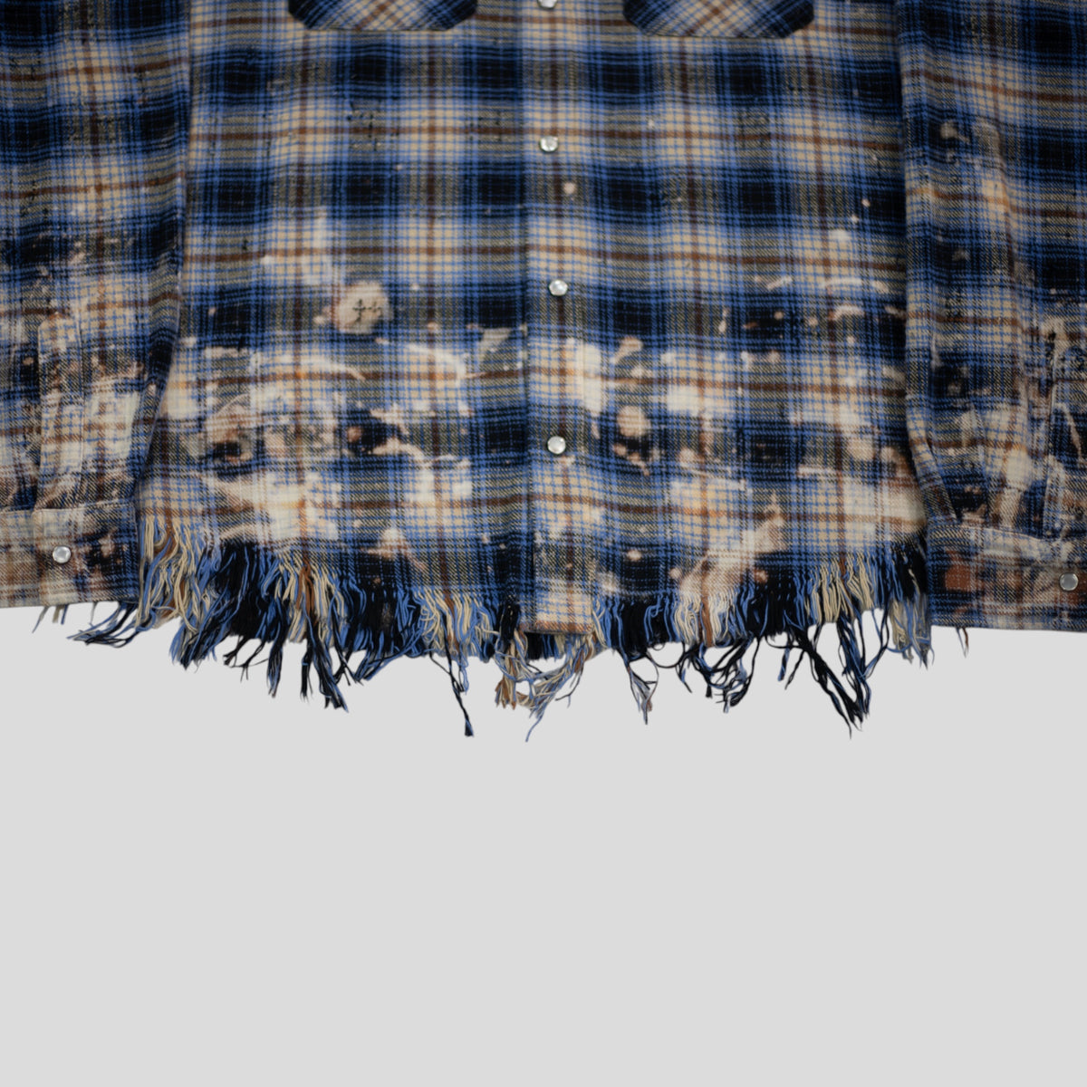Amiri Bleached Heavy Flannel Button Up in Petrol Blue