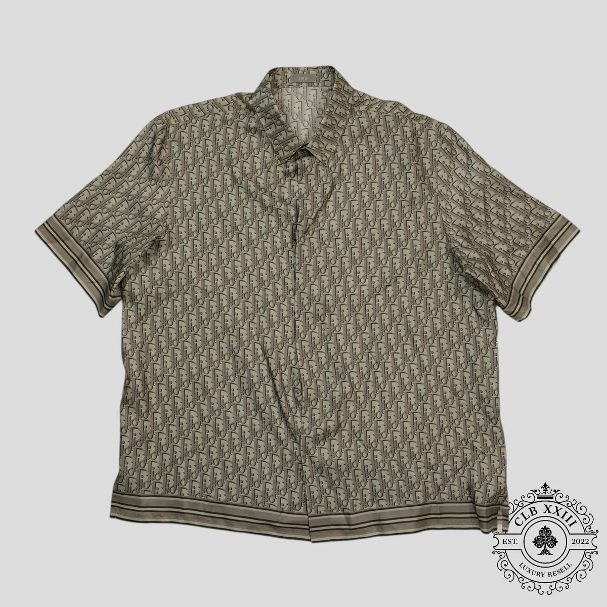 Dior Oblique Button Up Silk Shirt in Green