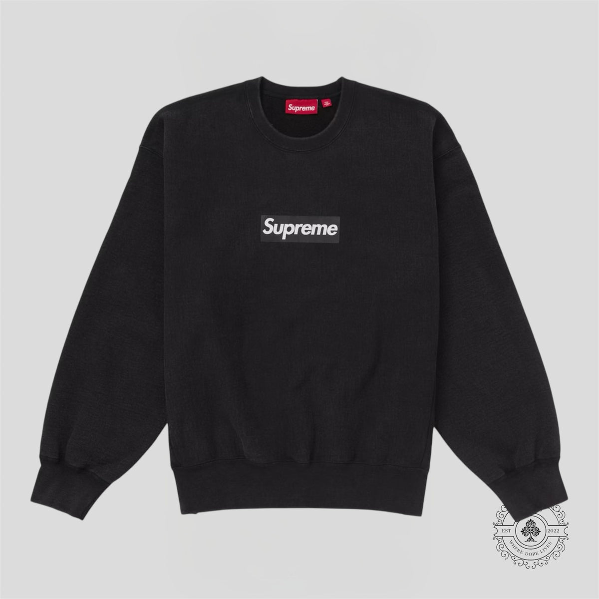 Supreme Washed Box Logo Crewneck in Black