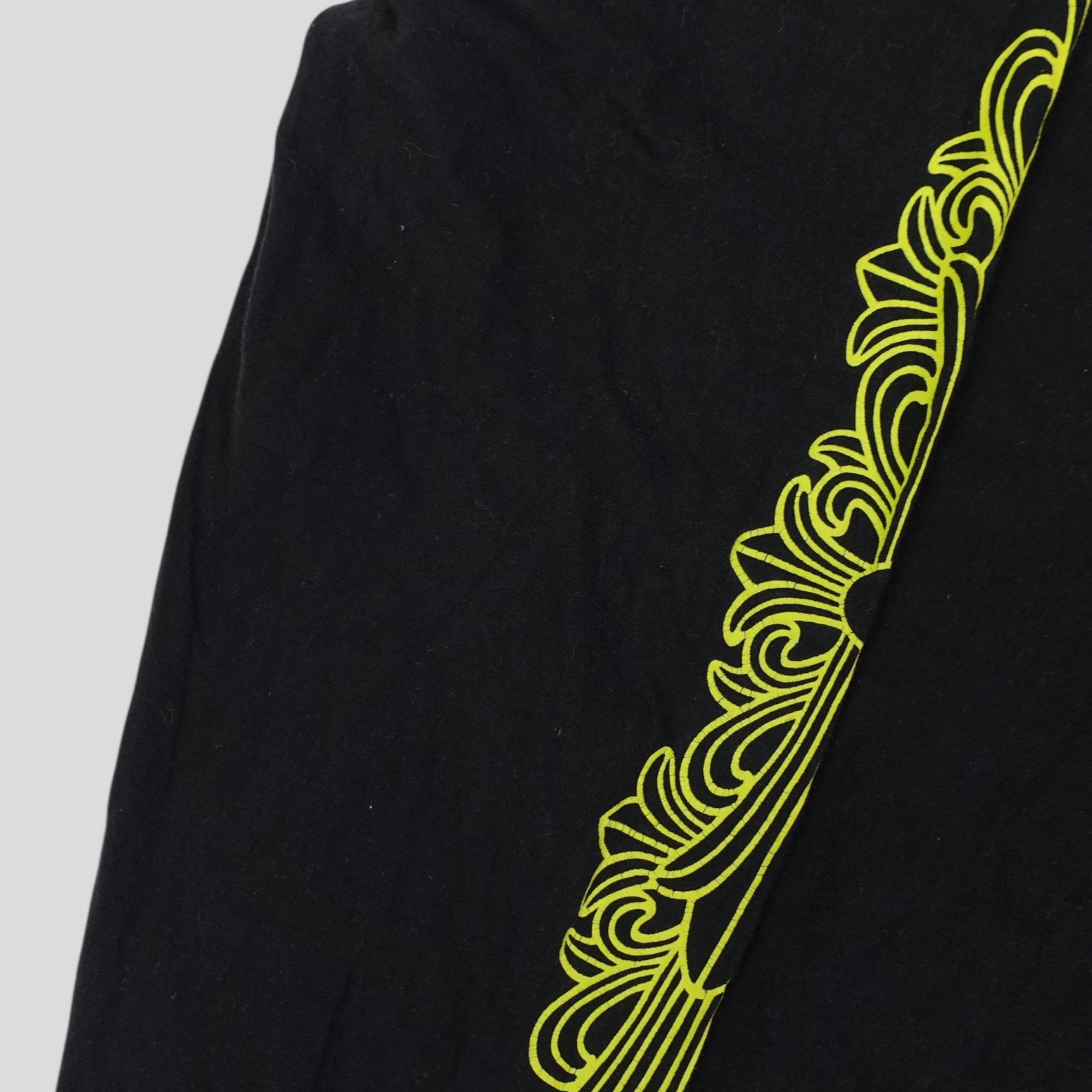 Chrome Hearts Eyechart Long Sleeve Shirt in Black/ Neon Green