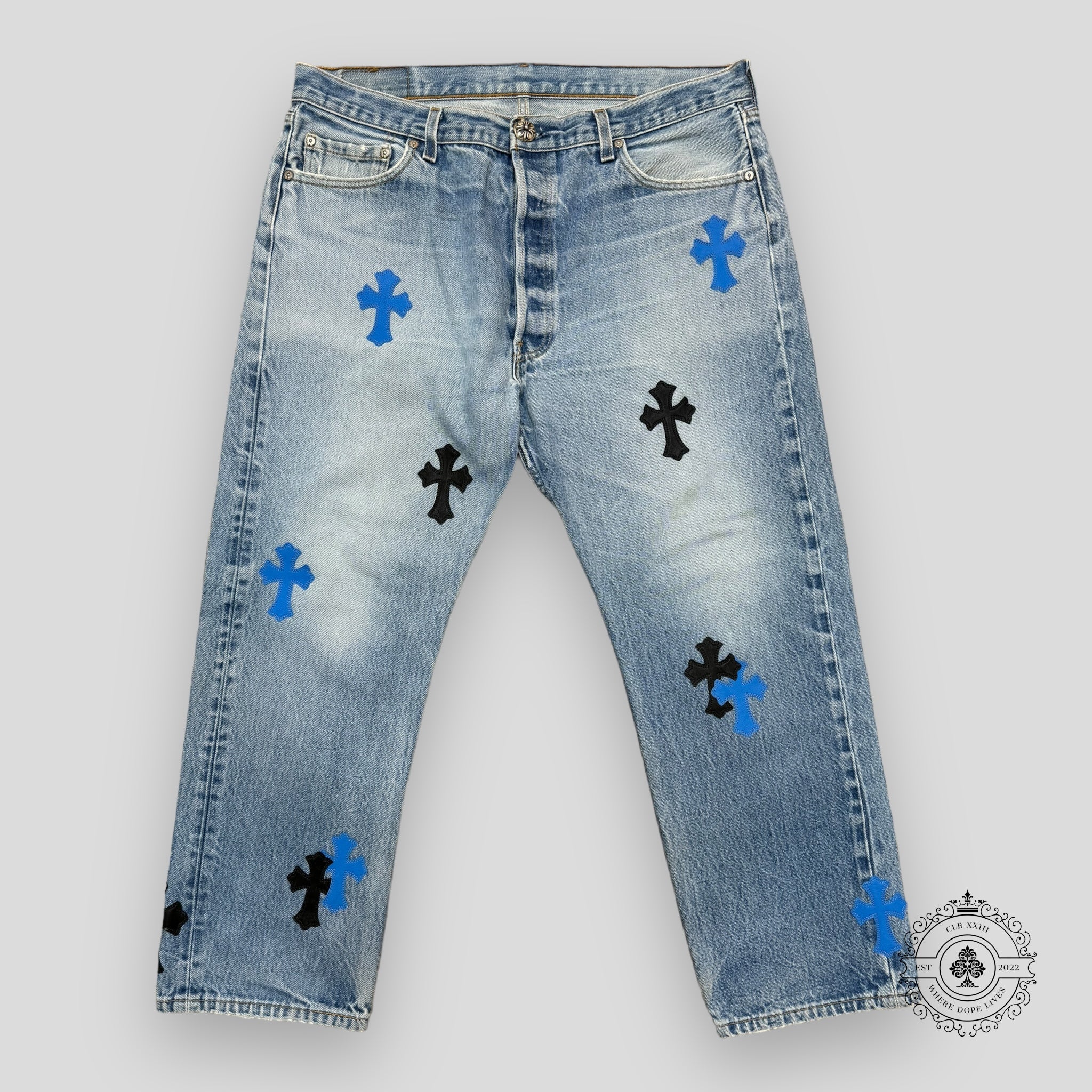 Chrome Hearts Blue Cross Patch Jeans