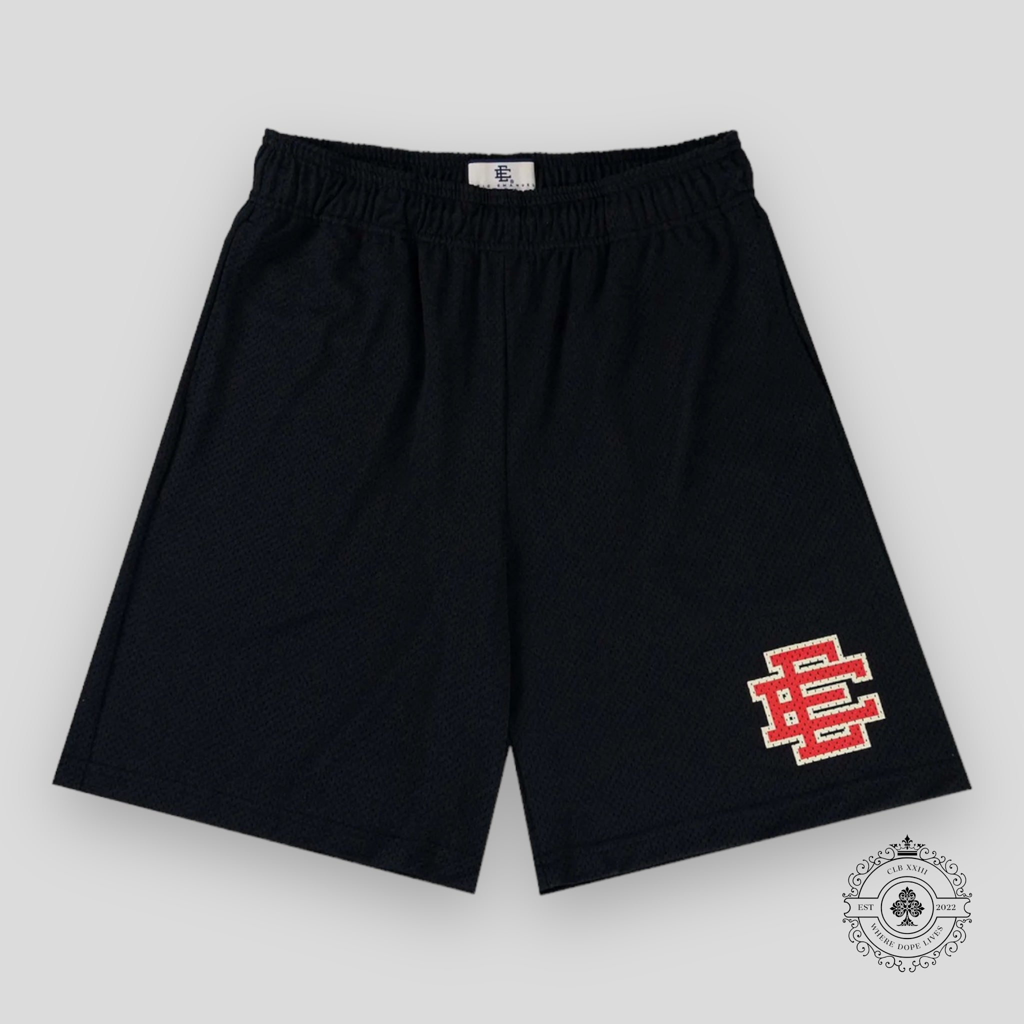 Eric Emanuel EE Baggy Short in Jet Black / Varsity Red