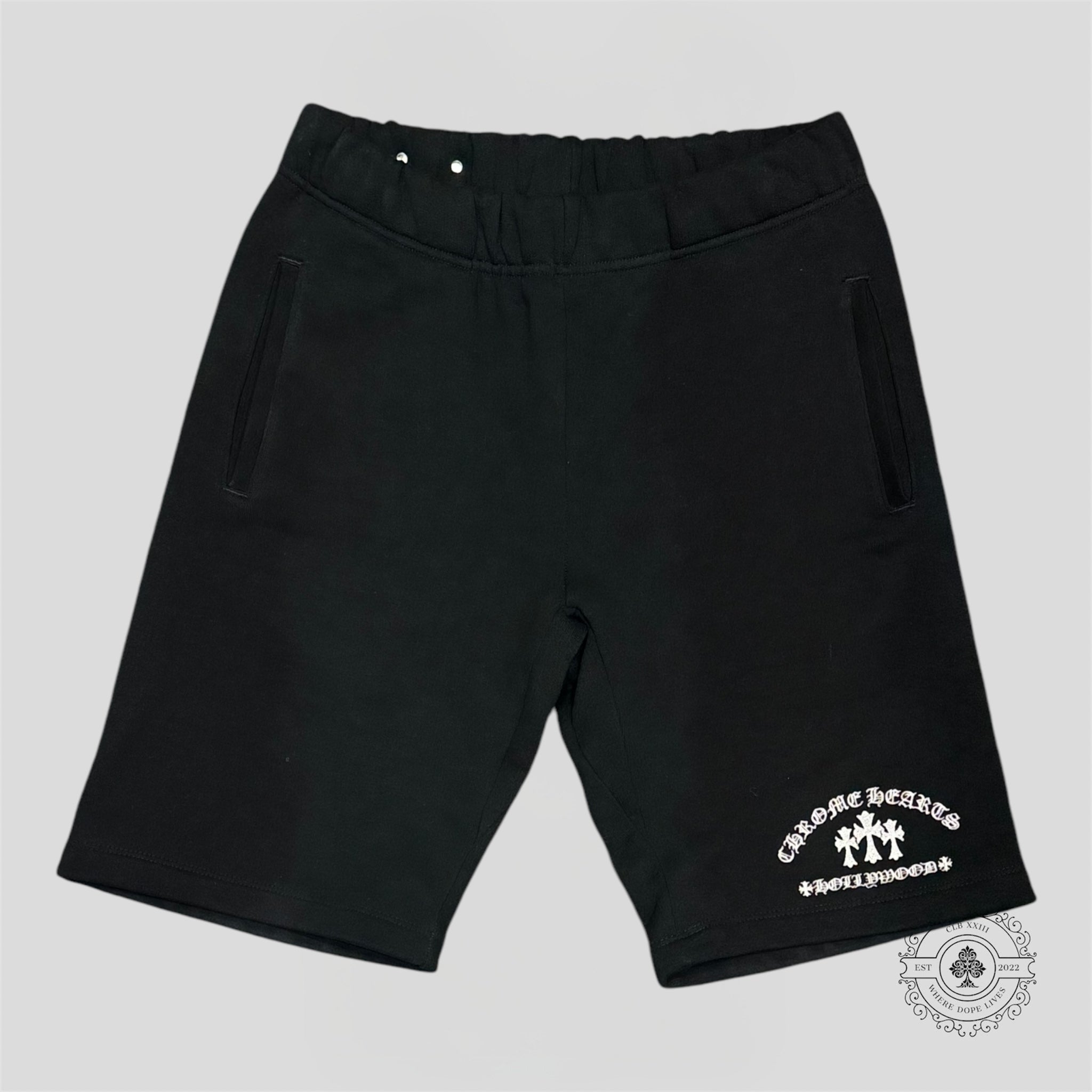 Chrome Hearts Cemetery Cross Embroidered Sweat Shorts in Black
