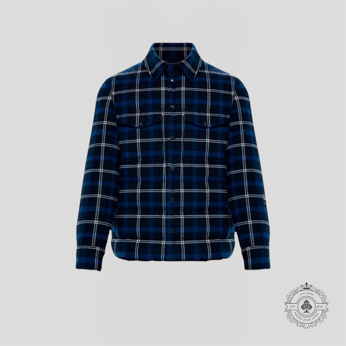 Moncler X Fragment Moron Flannel Jacked in Blue