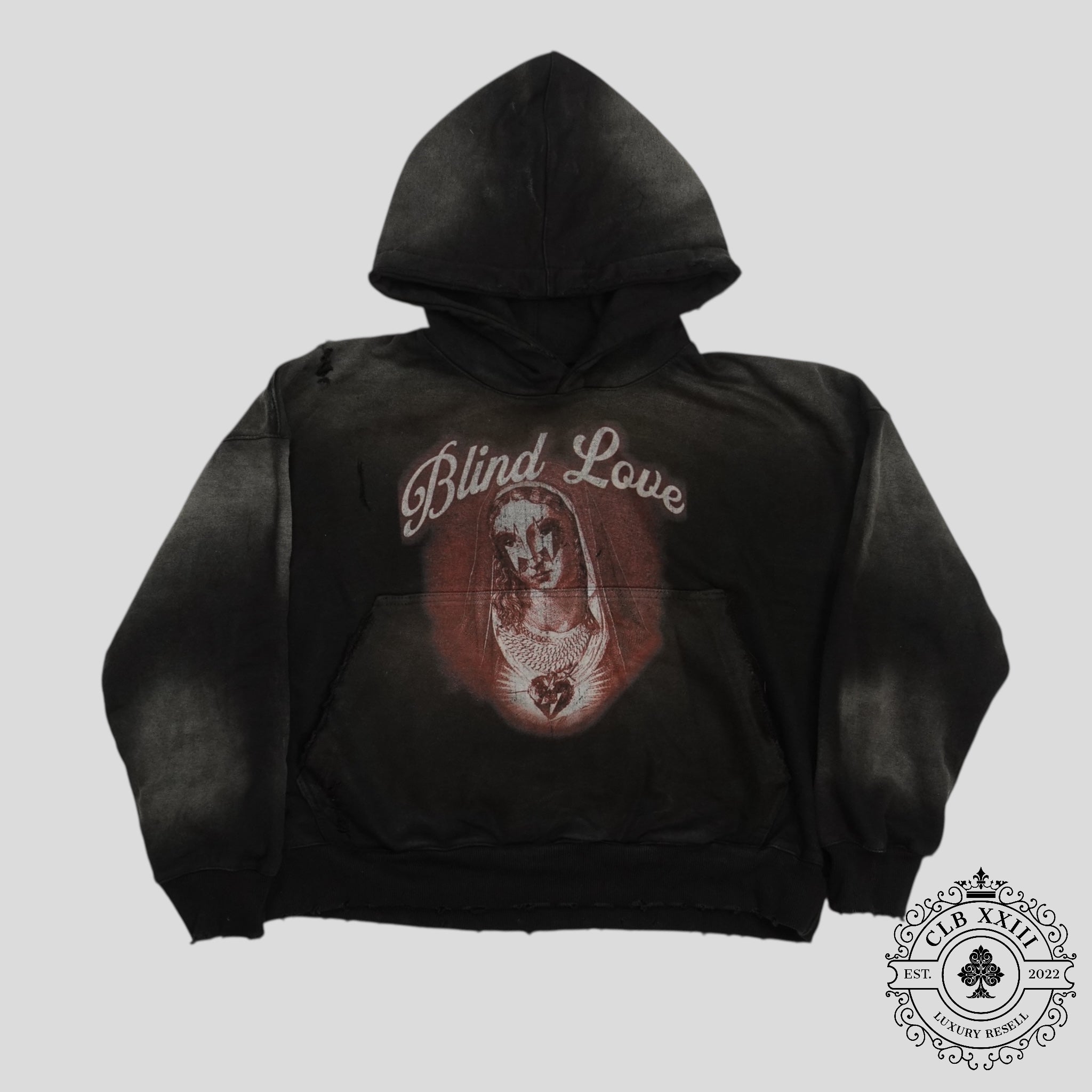Blind Love Mary Pullover Hoodie in Washed Black