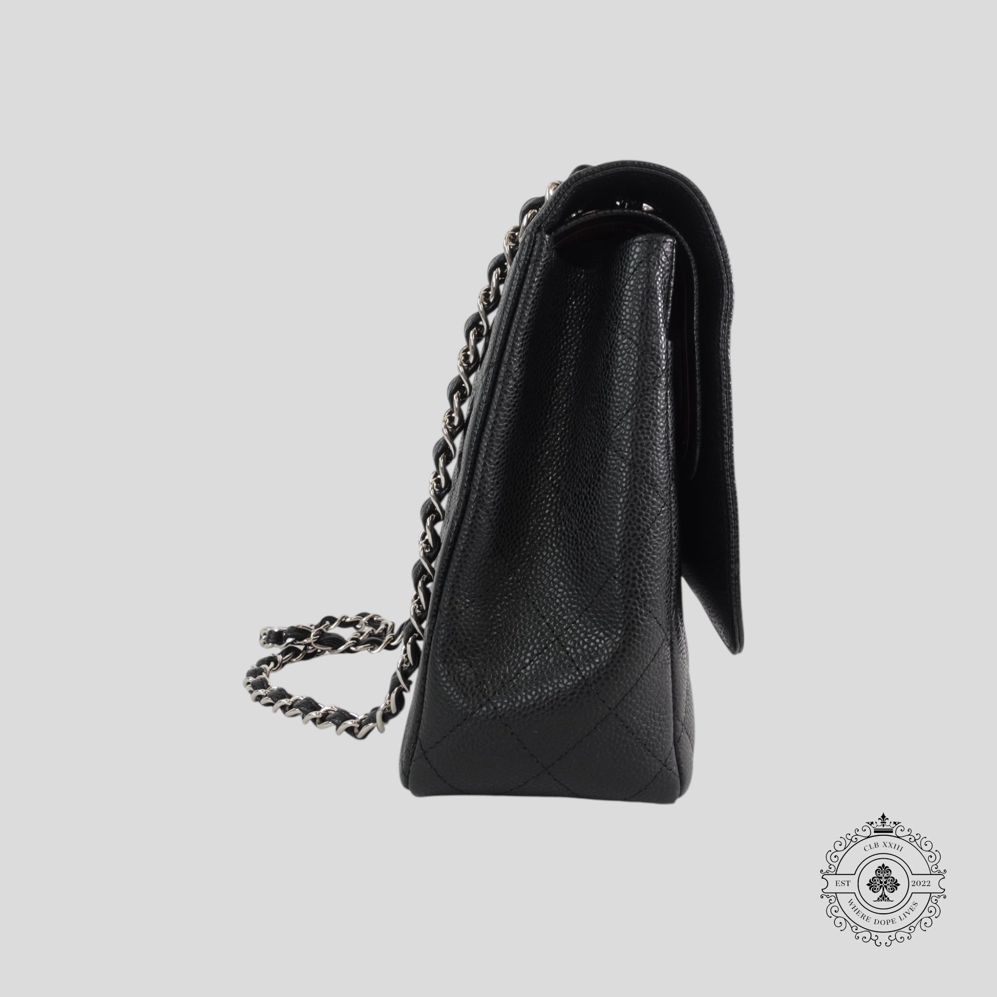 Chanel Caviar Leather Jumbo Quilted Flap Bag in Black