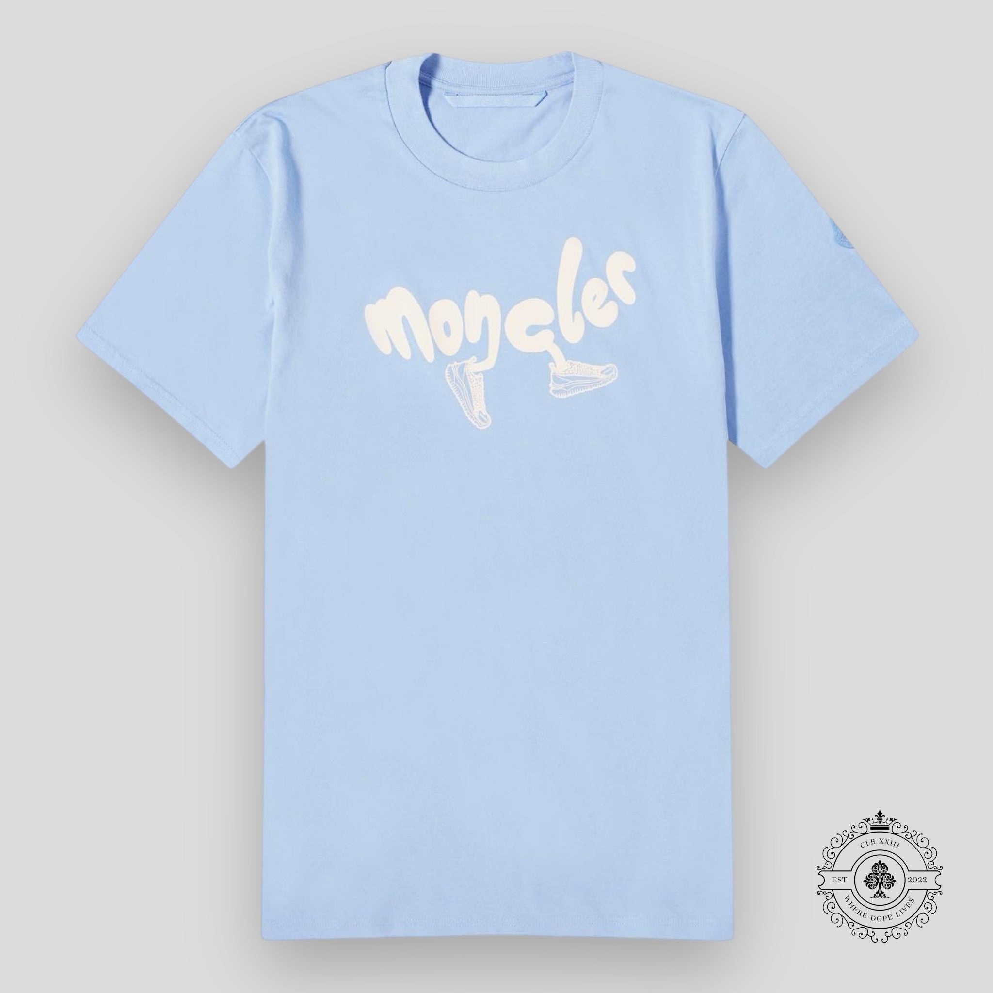Moncler Running Logo Tee in Light Blue