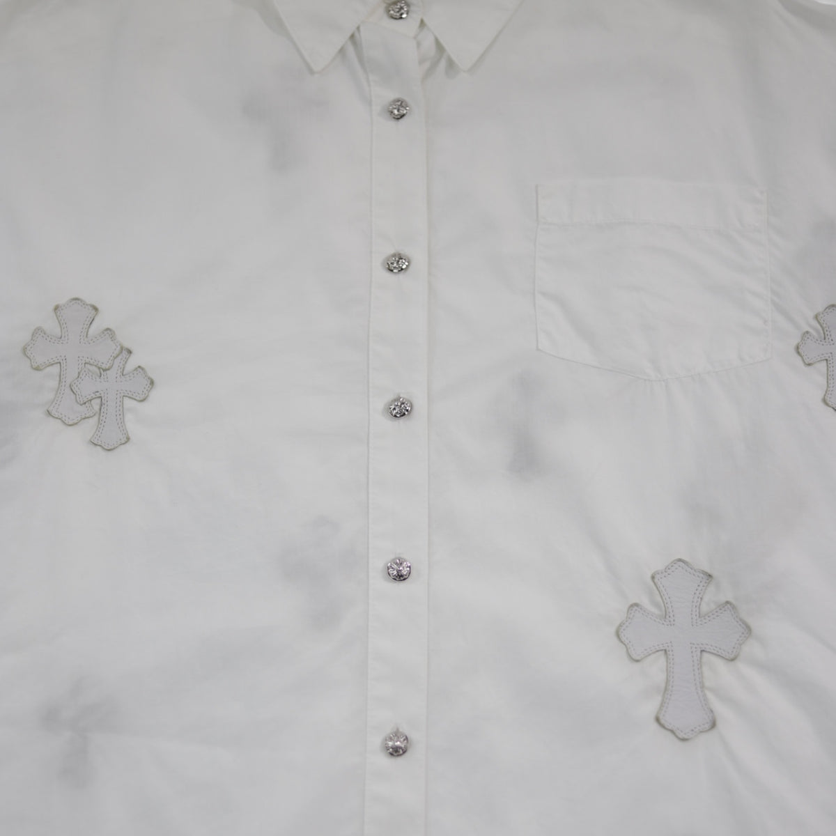 Chrome Hearts Cross Patch Button Up in White