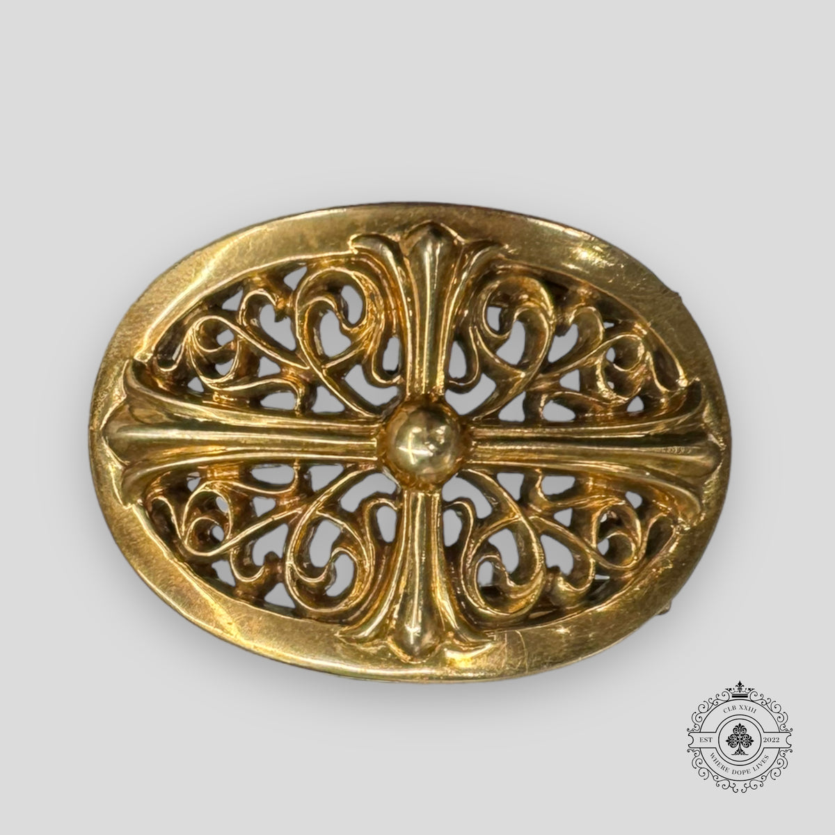 Chrome Hearts Oval Cross Belt Buckle in Bronze