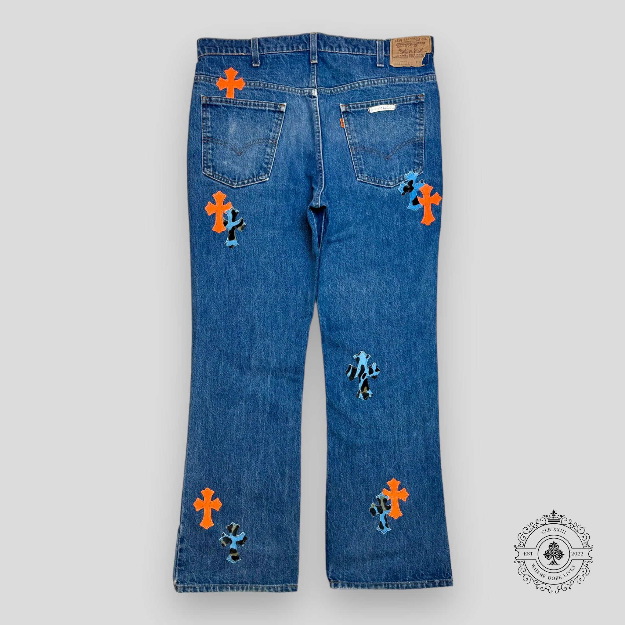 Chrome Hearts St Barth Jeans in Orange / Blue