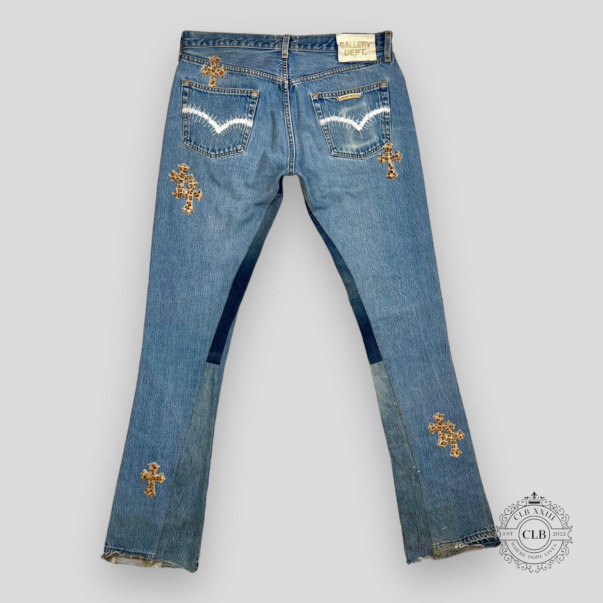 Chrome Hearts X Gallery Dept. Leopard Cross Patch Jeans