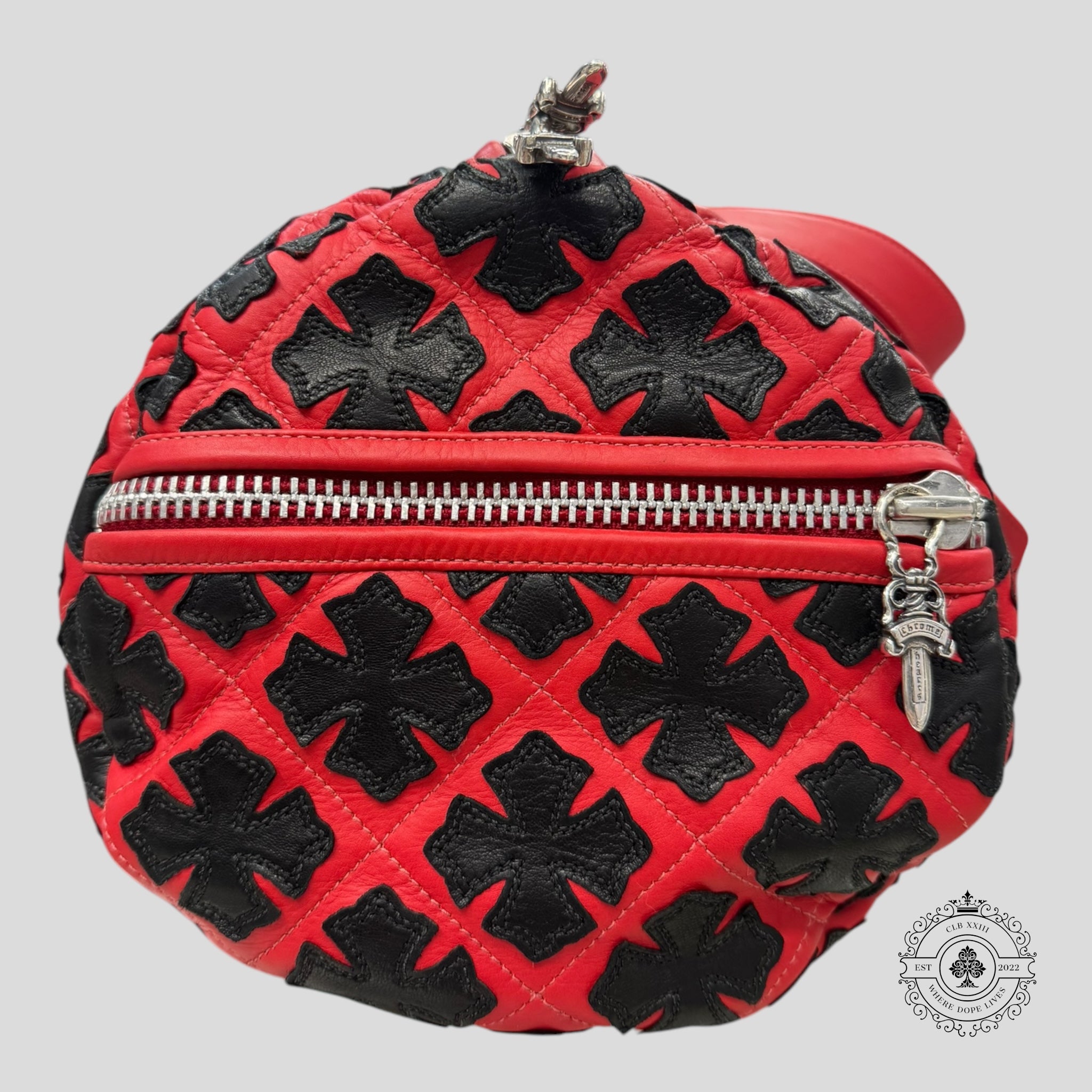 Chrome Heart Plus Pattern Mini Duffle in Red